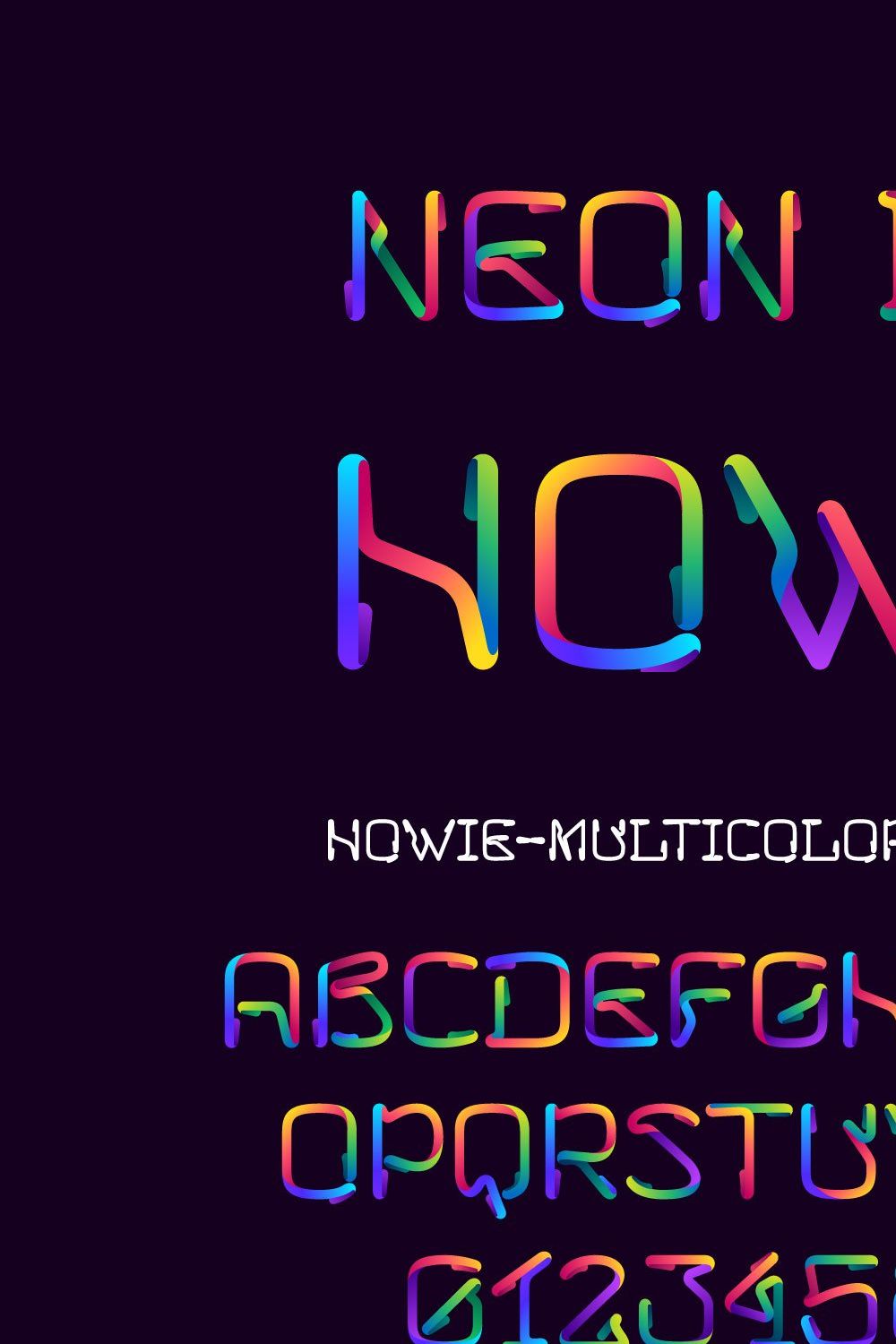 Howie neon line multicolored font pinterest preview image.