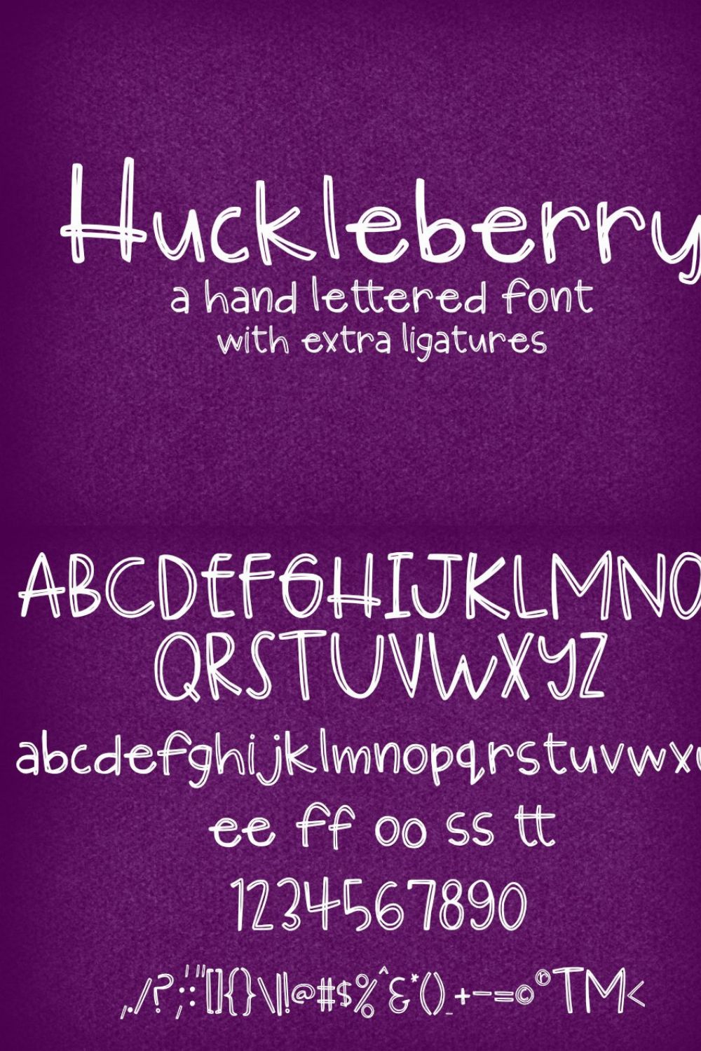 Huckleberry Hand-lettered Font pinterest preview image.