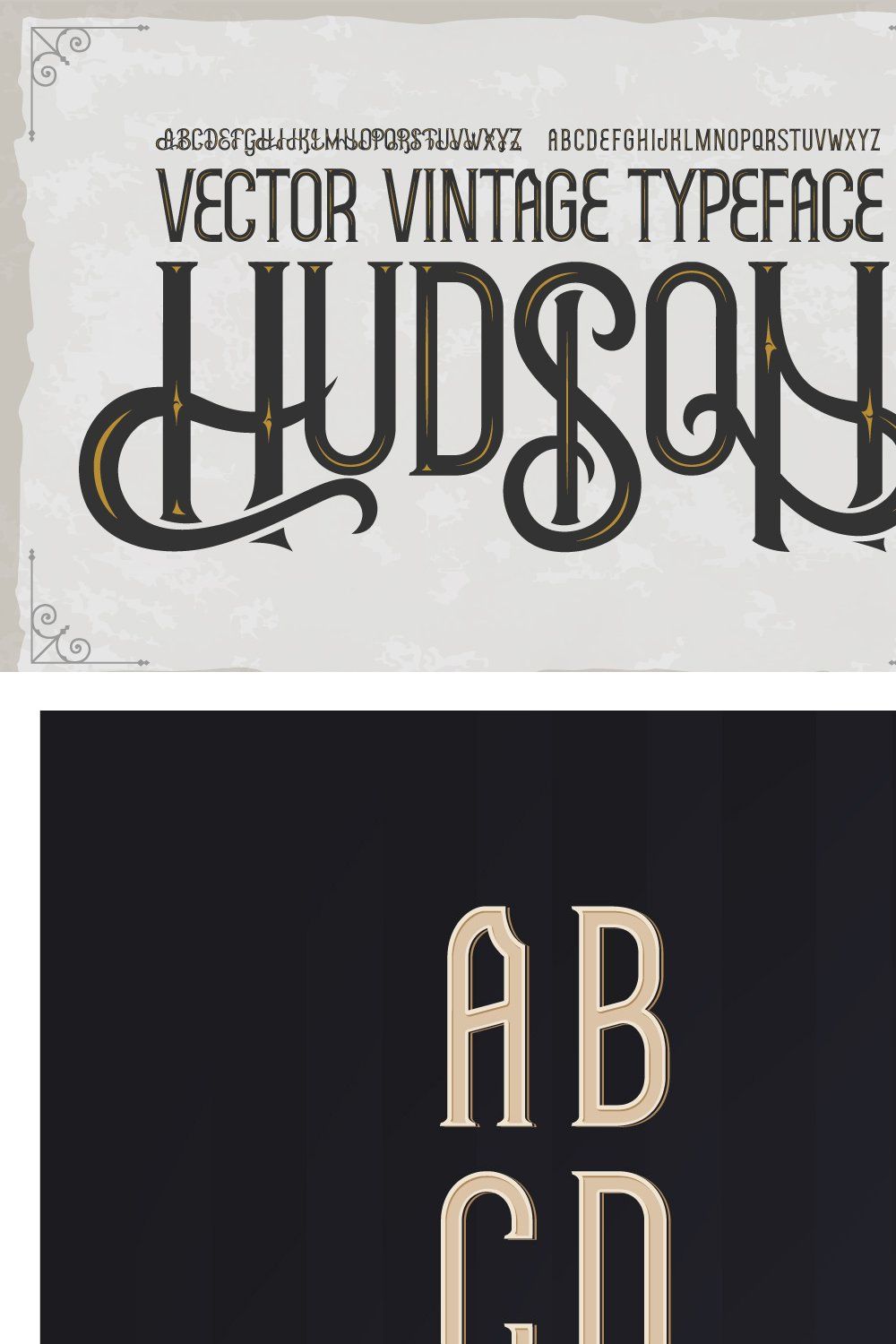 Hudson OTF vintage label font. pinterest preview image.