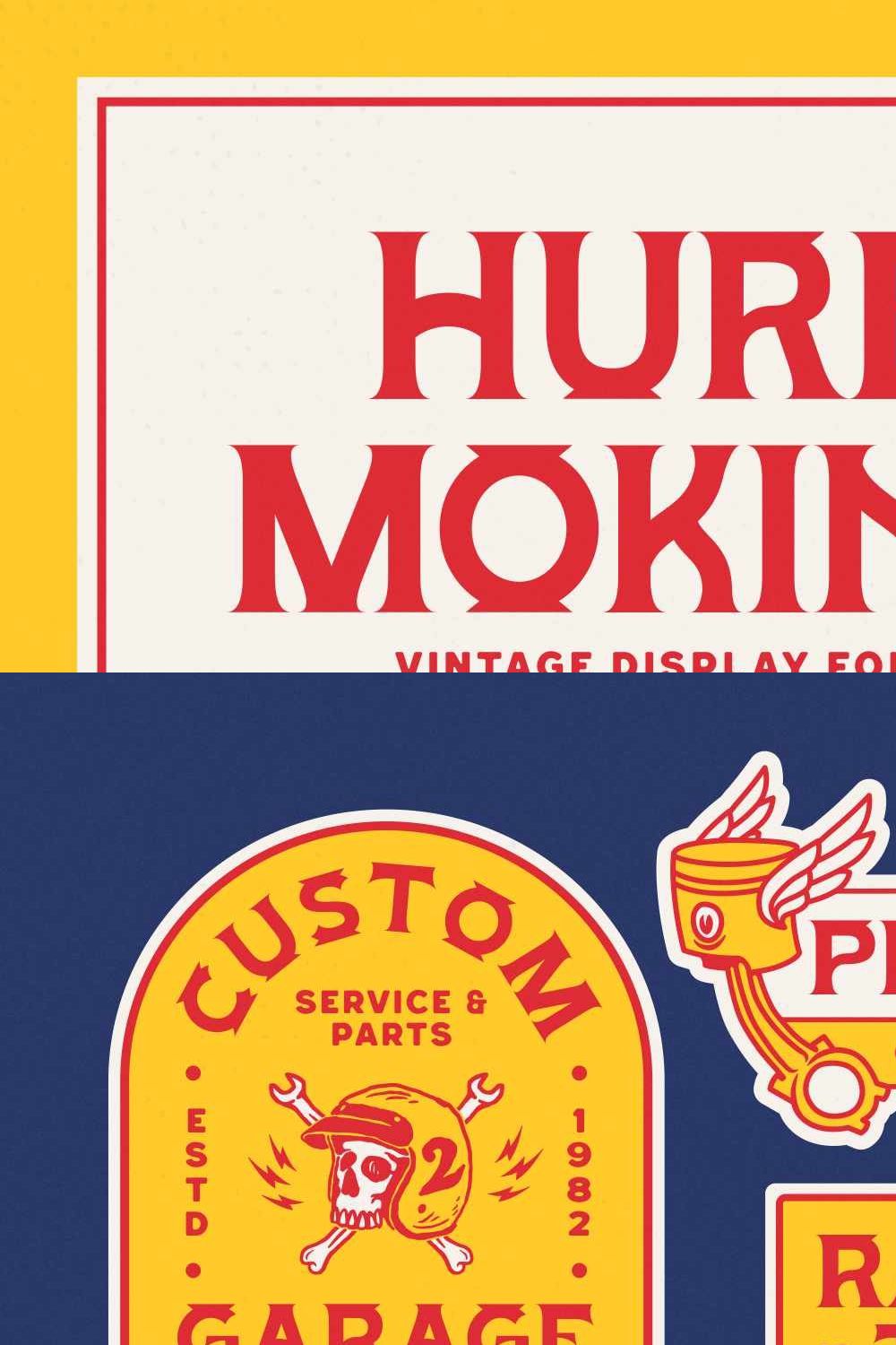 Hure Moking Vintage Font pinterest preview image.