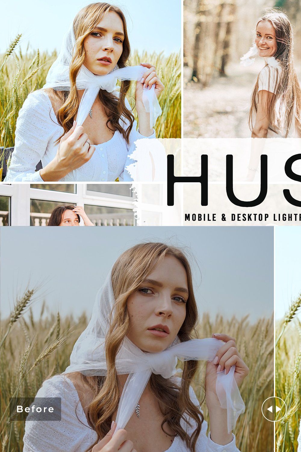 Hush Pro Lightroom Presets pinterest preview image.