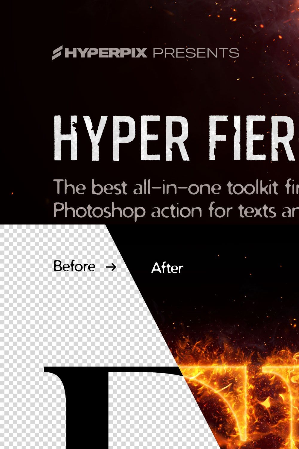 Hyper Fiery – Fire Photoshop Action pinterest preview image.