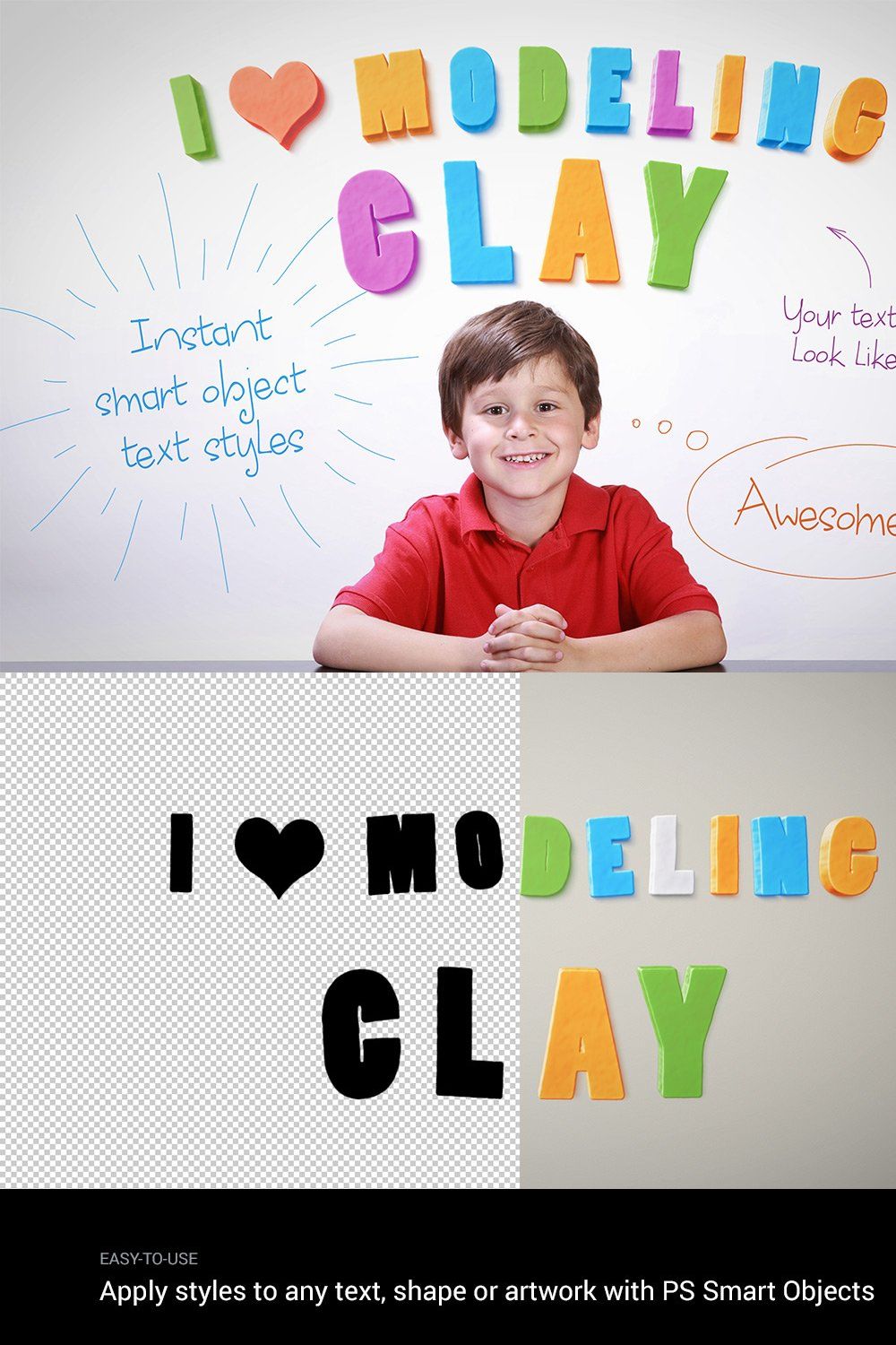 I ♥ Modeling Clay — Text Effects pinterest preview image.