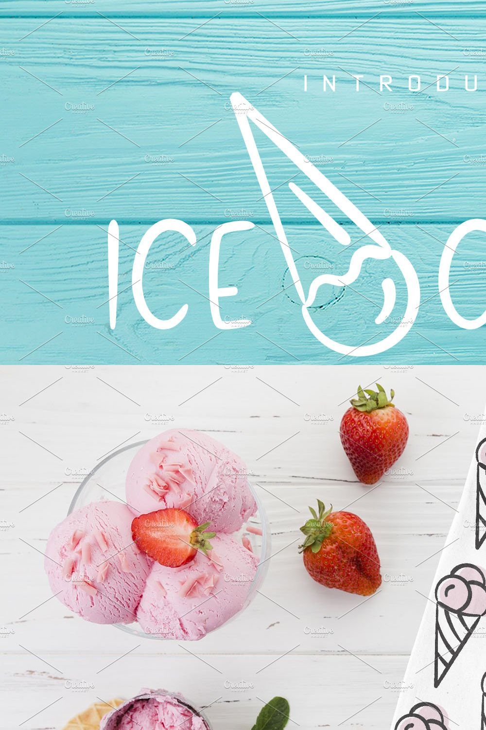 Ice Cream Font and Graphics Pack pinterest preview image.