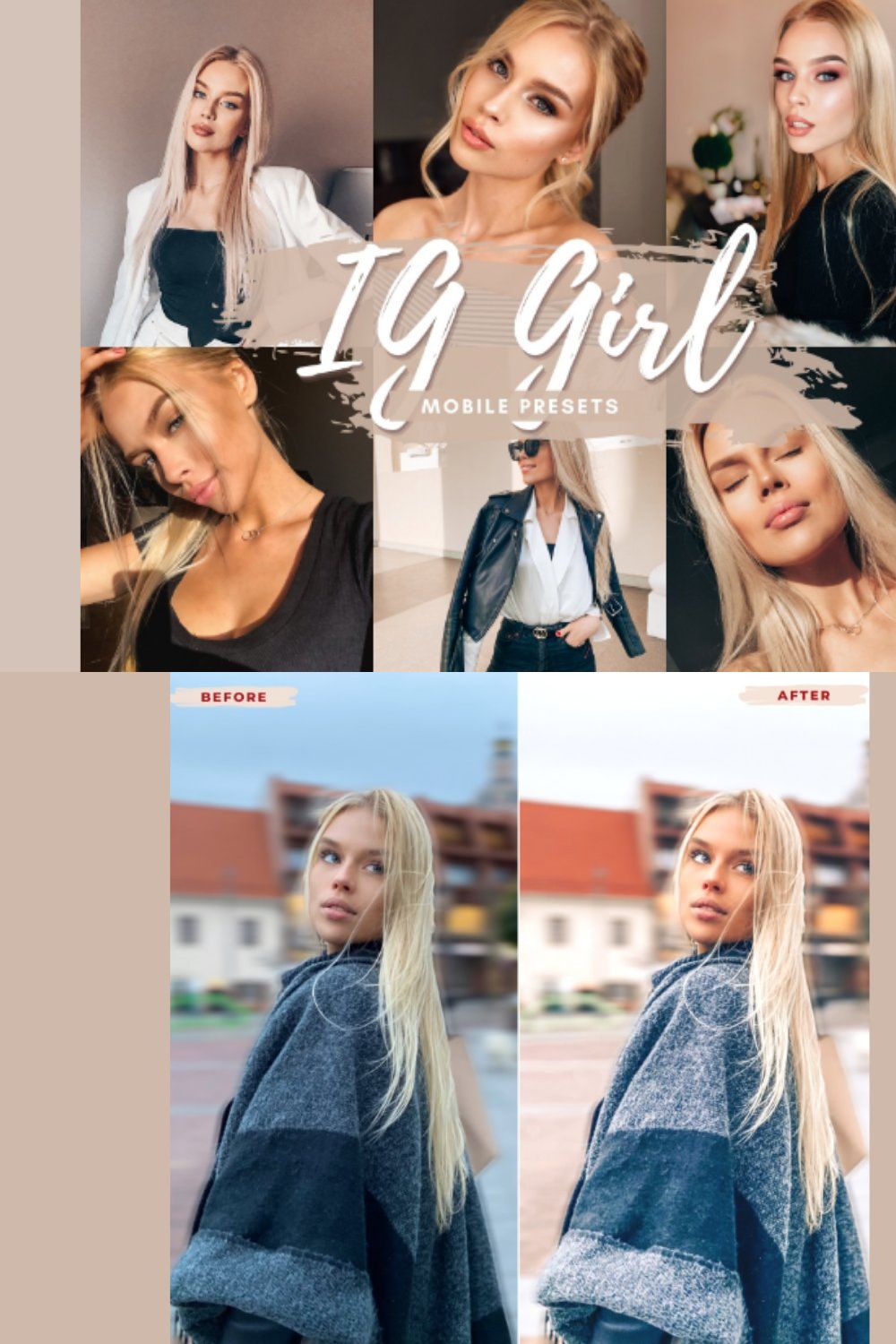 IG GIRL Mobile Lightroom Presets pinterest preview image.