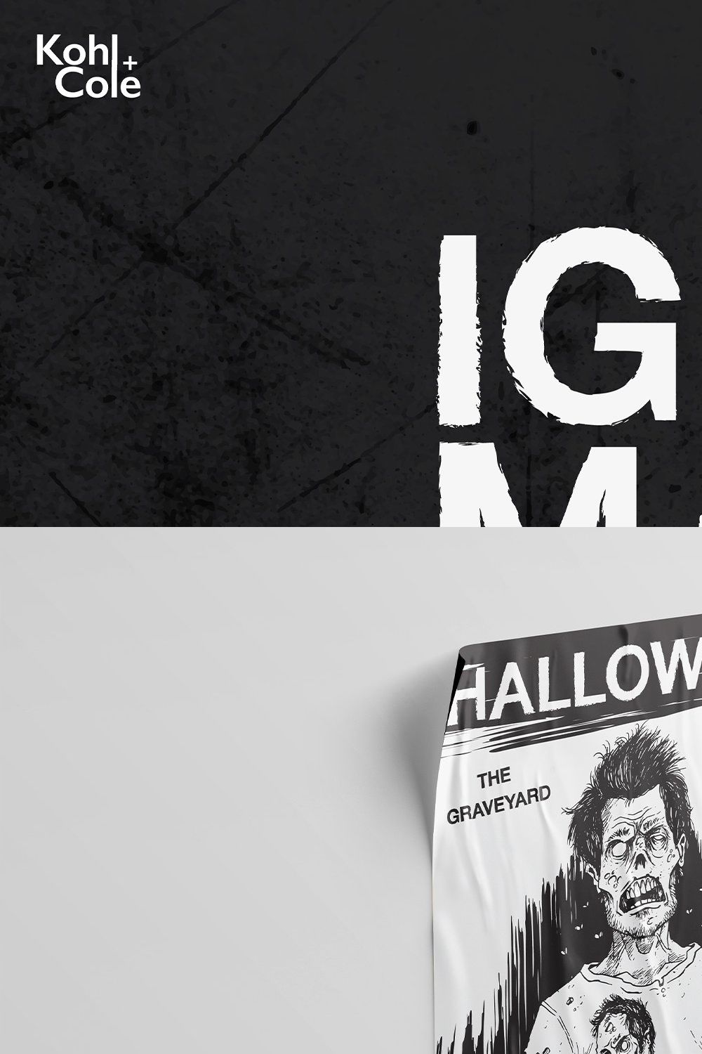 IGMA Bold - Dark & Grungy Font pinterest preview image.