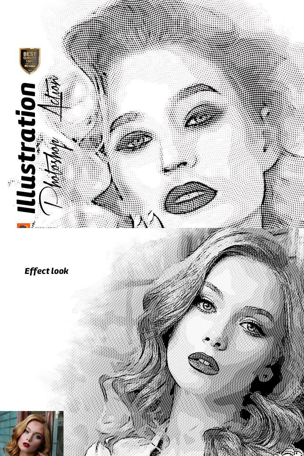 Illustration Photoshop Action pinterest preview image.