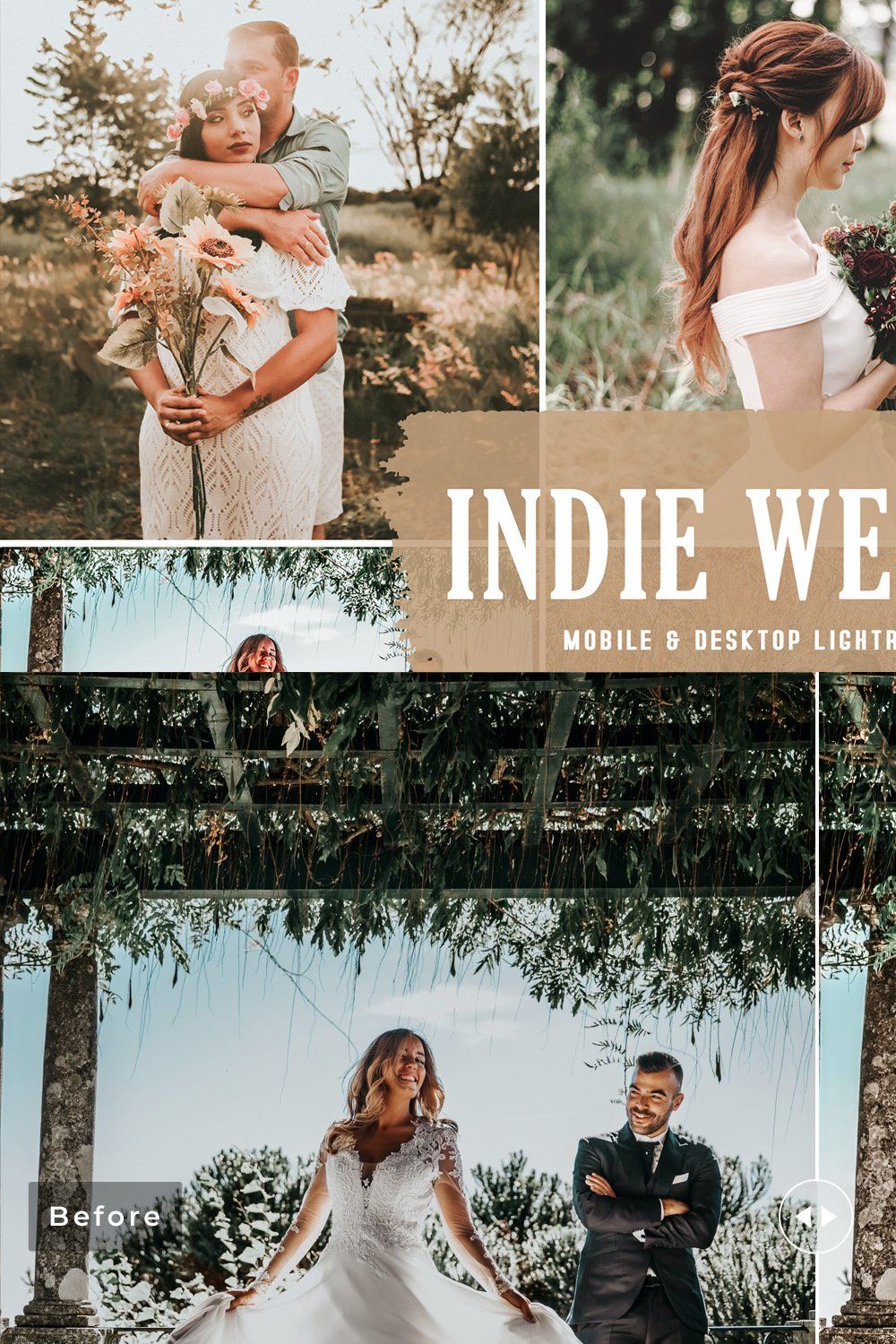 Indie Wedding Pro Lightroom Presets pinterest preview image.