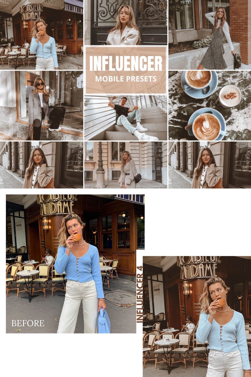 Influencer Mobile Lightroom Presets pinterest preview image.