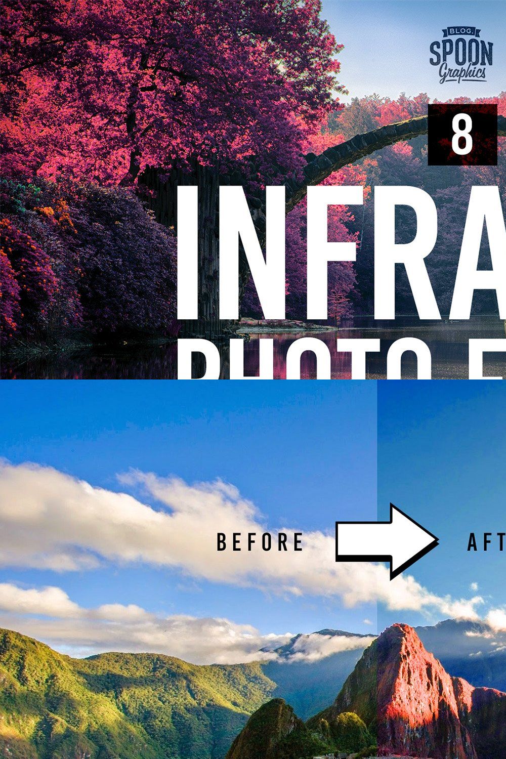 Infrared Photo Effect Actions pinterest preview image.