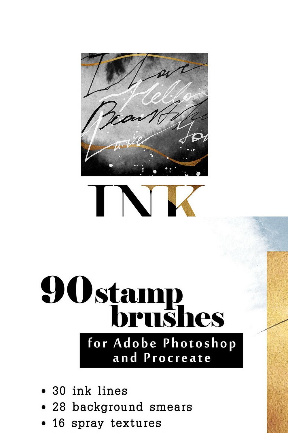 Ink Elegance - PS & Procreate Stamps pinterest preview image.