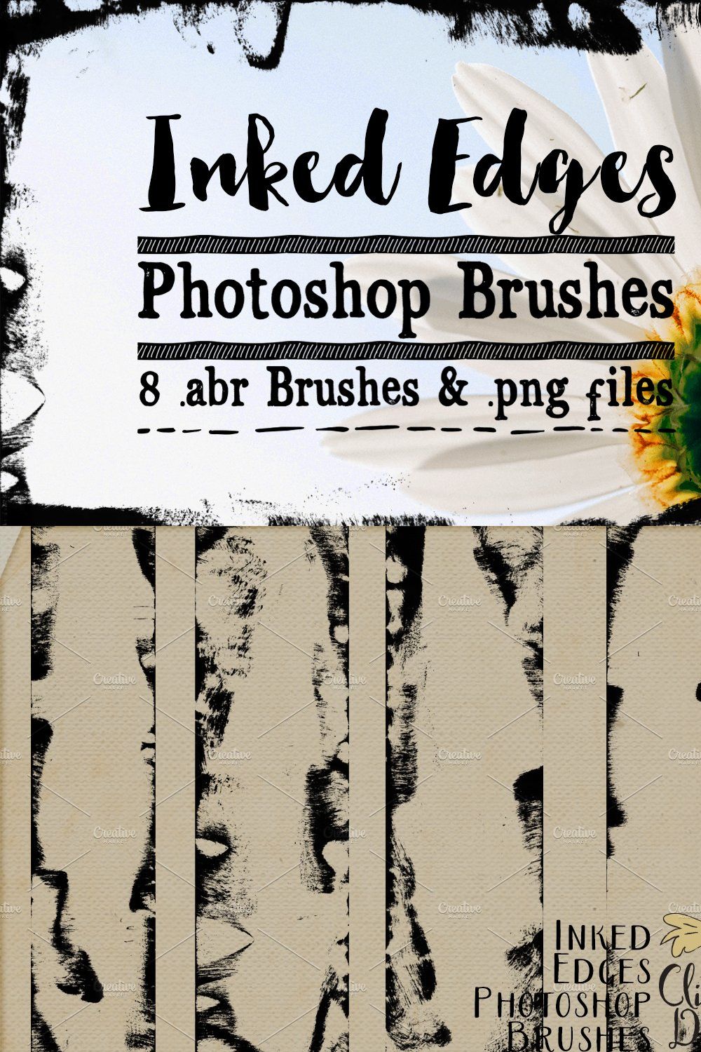 Inked Edge Photoshop Brushes pinterest preview image.