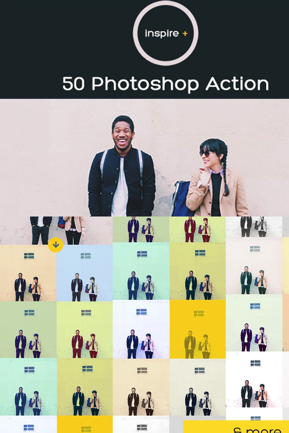 Inspire 50 Photoshop Actions pinterest preview image.