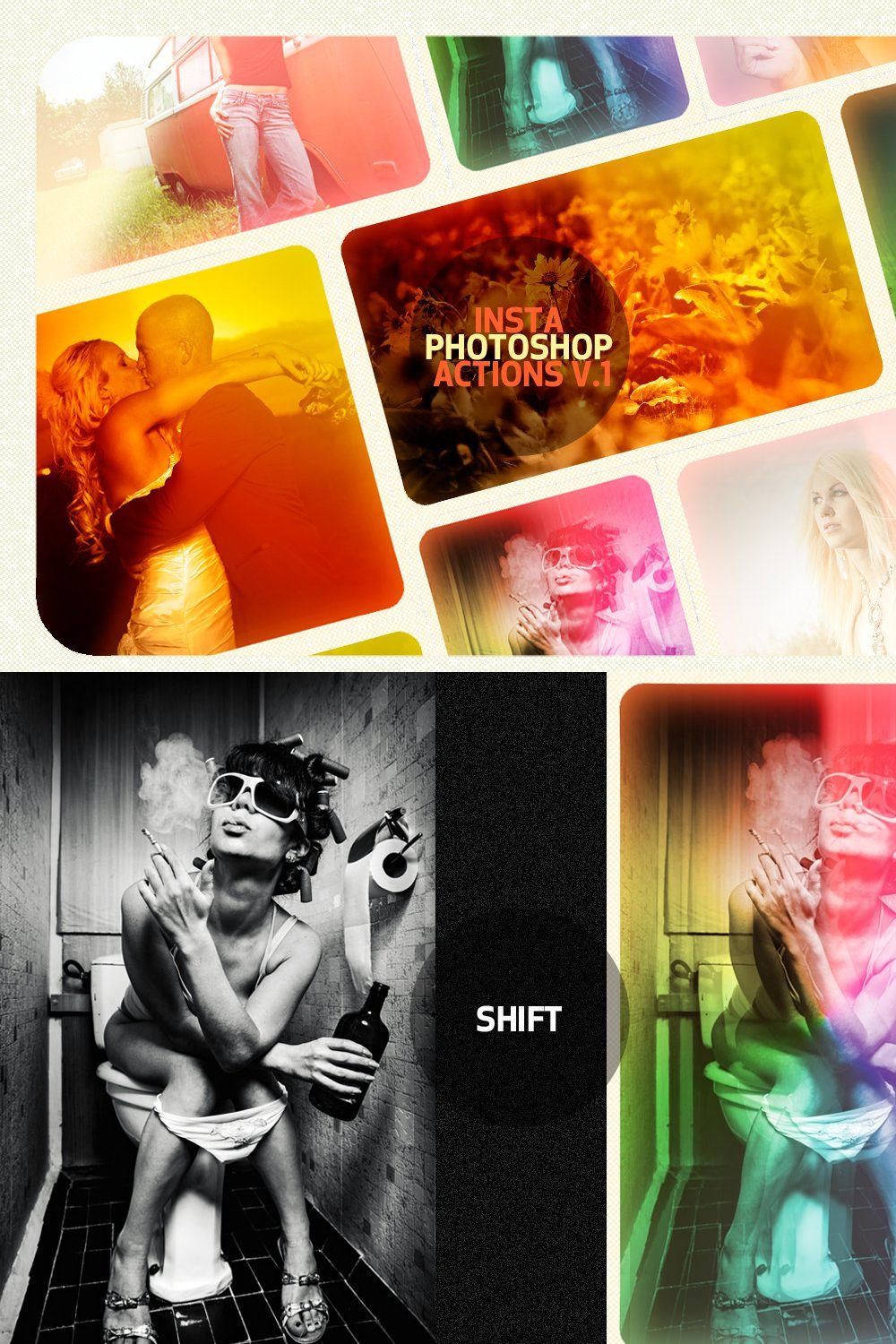 Insta Photoshop Actions V.1 pinterest preview image.