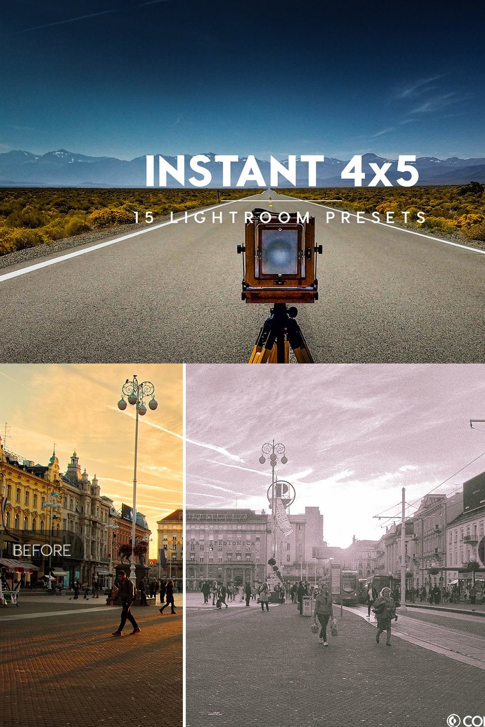 Instant 4x5 Lightroom Presets pinterest preview image.