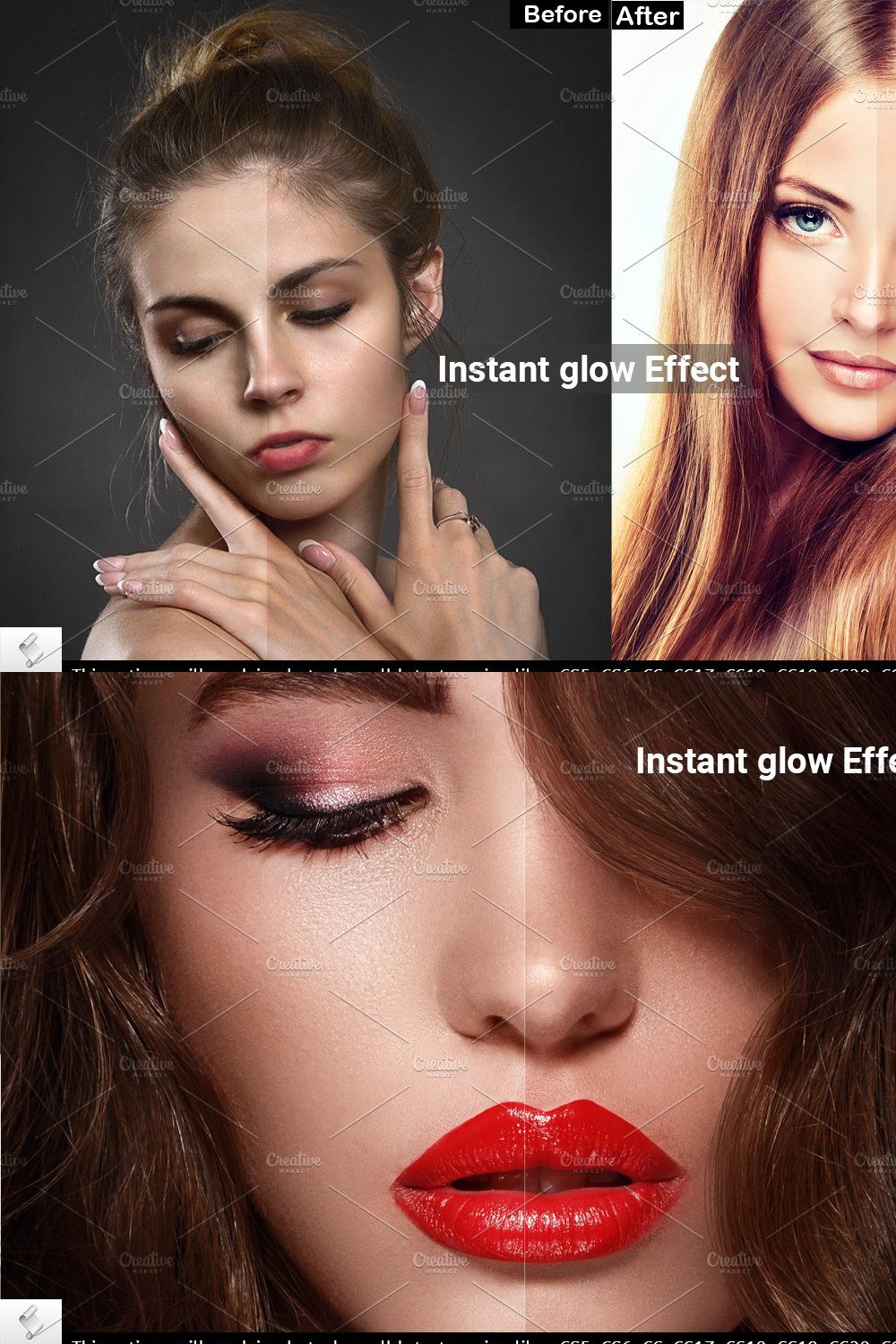 Instant glow Photoshop Effect pinterest preview image.
