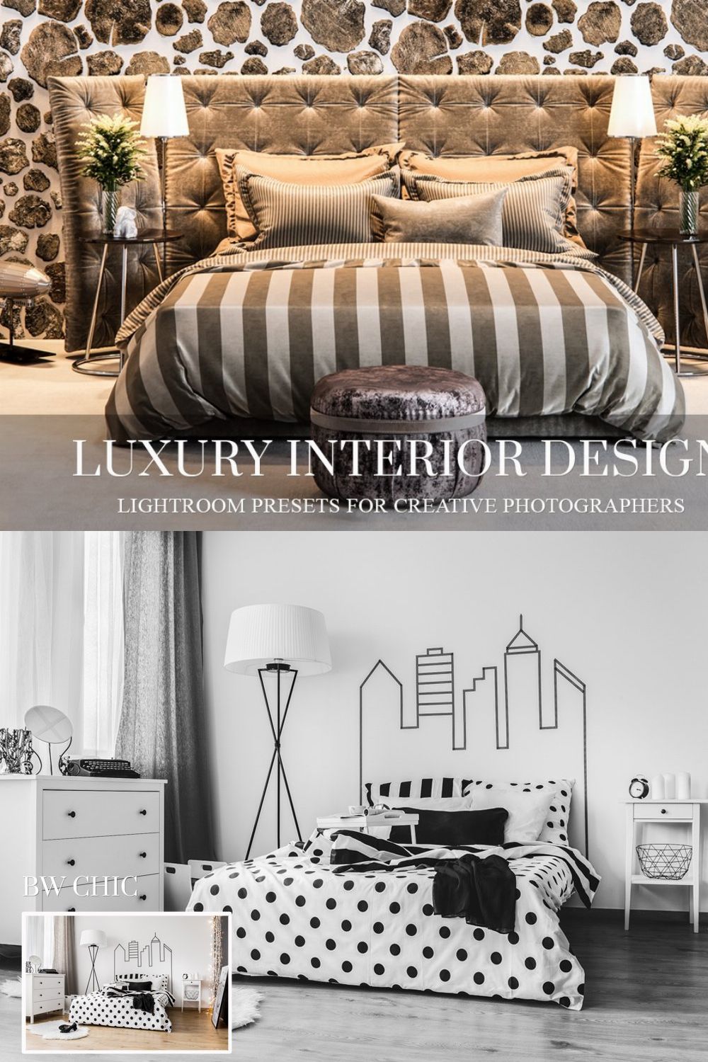 Interior Design Lightroom presets pinterest preview image.
