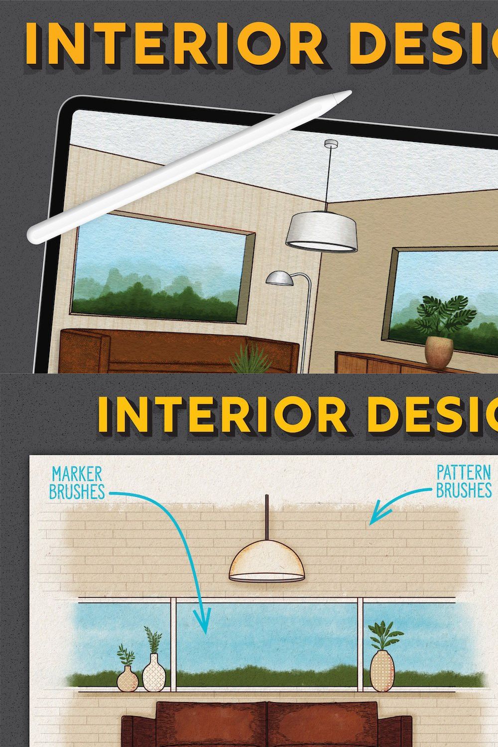 Interior Design Toolkit Procreate pinterest preview image.