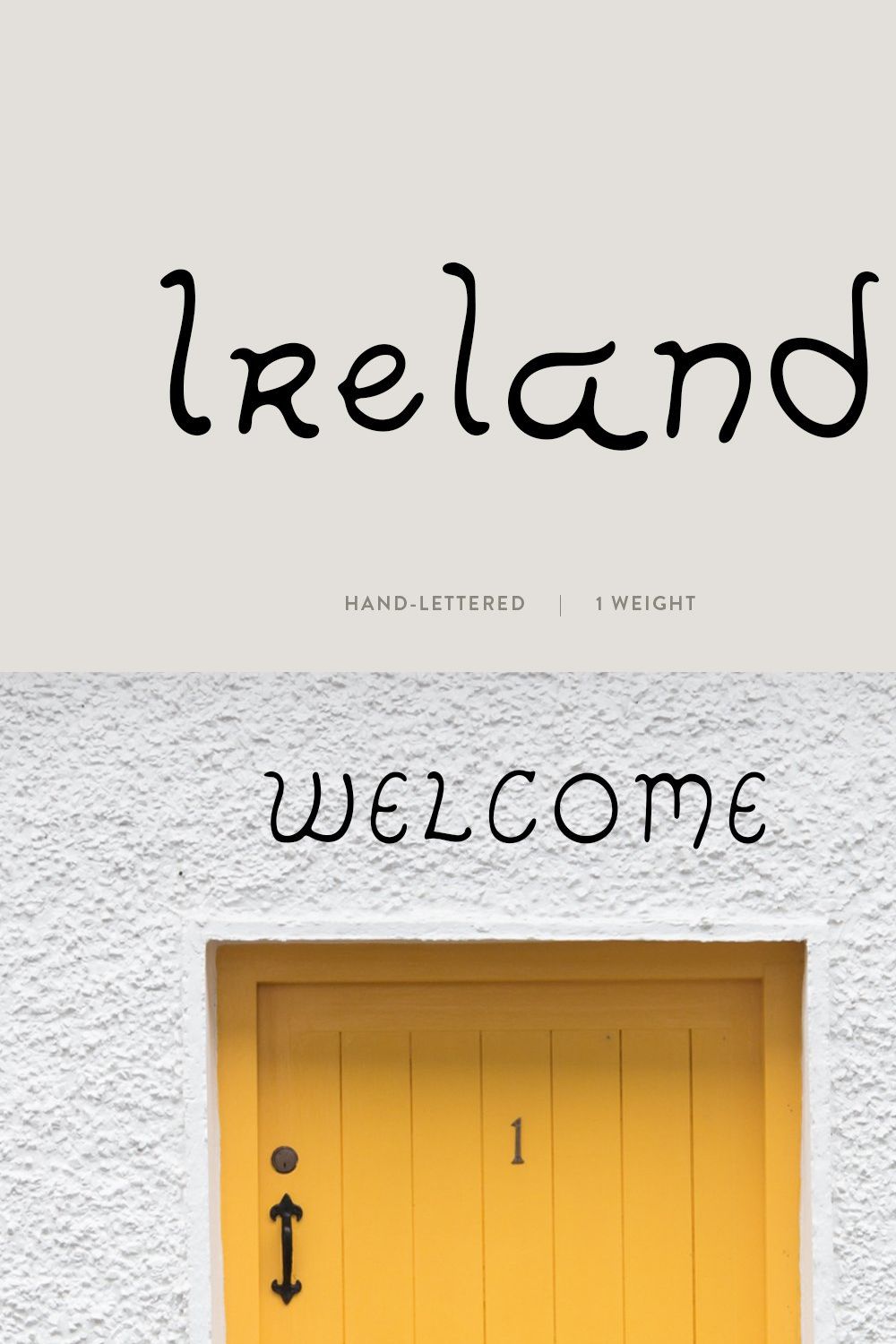 Ireland / hand lettered font pinterest preview image.