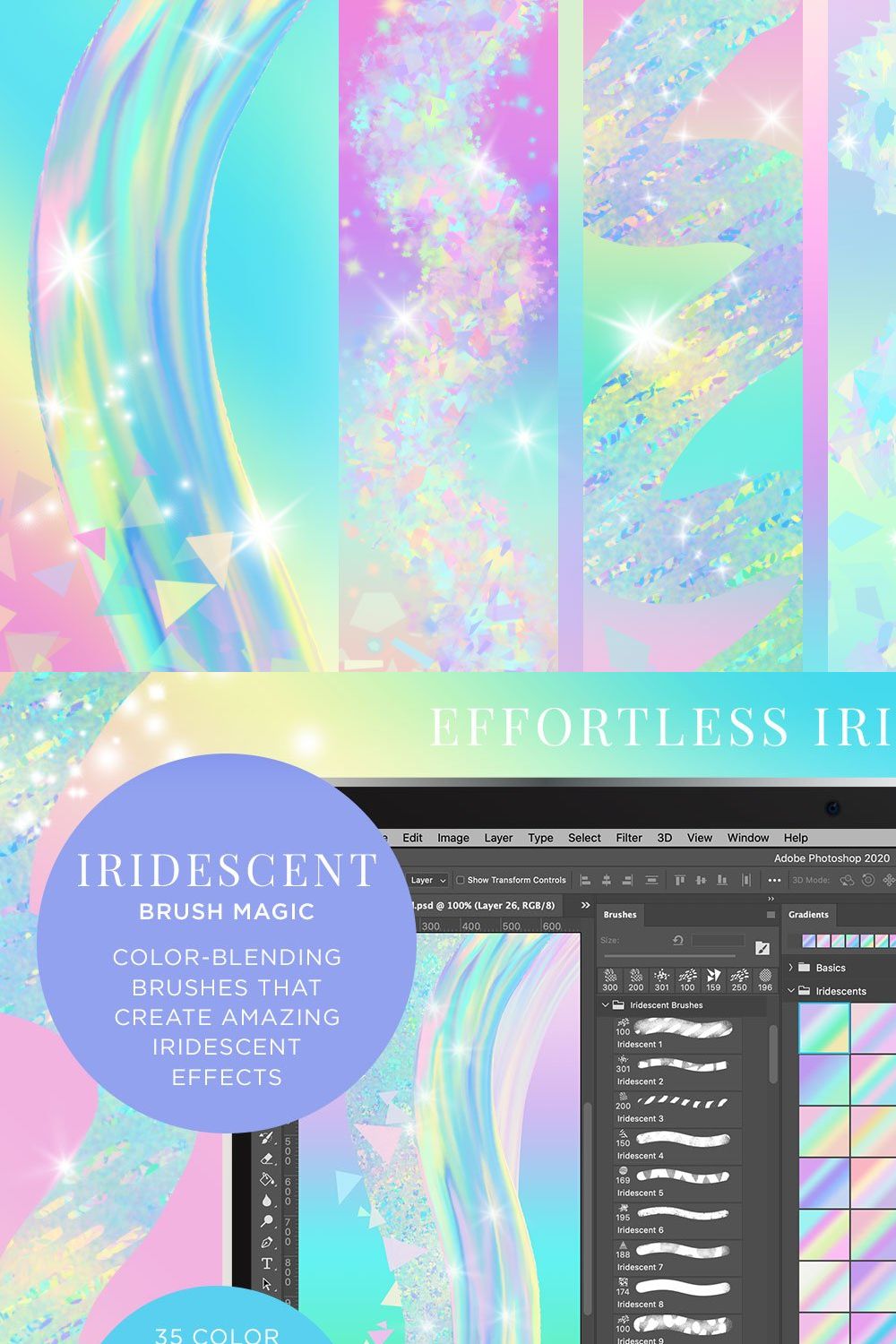 Iridescent & Holographic Brush Magic pinterest preview image.