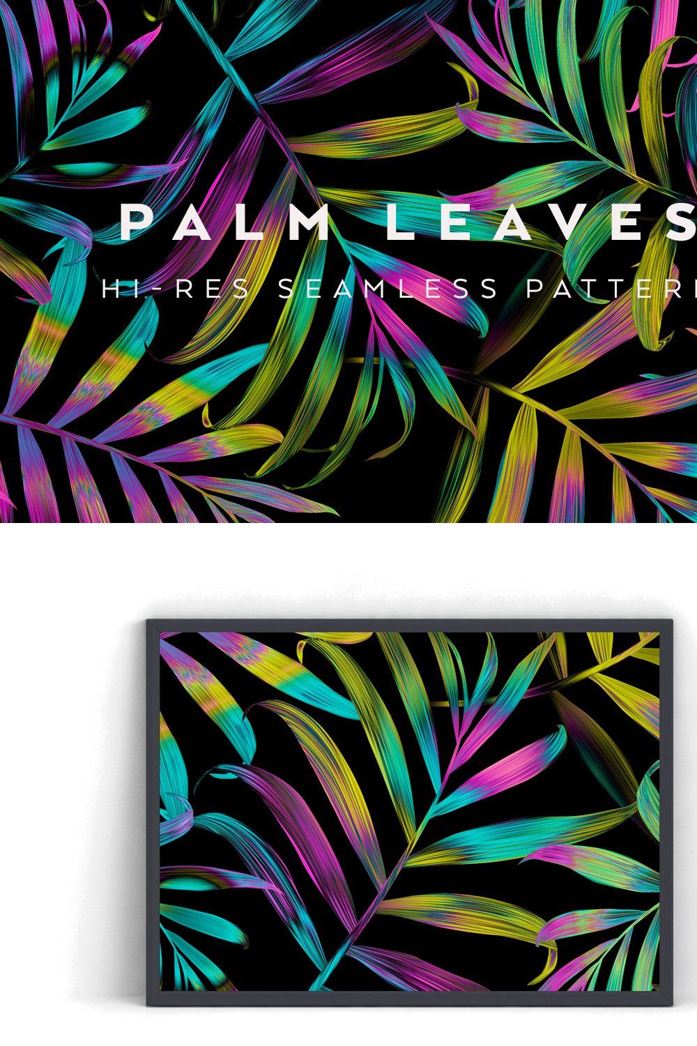Iridescent seamless palm pattern pinterest preview image.