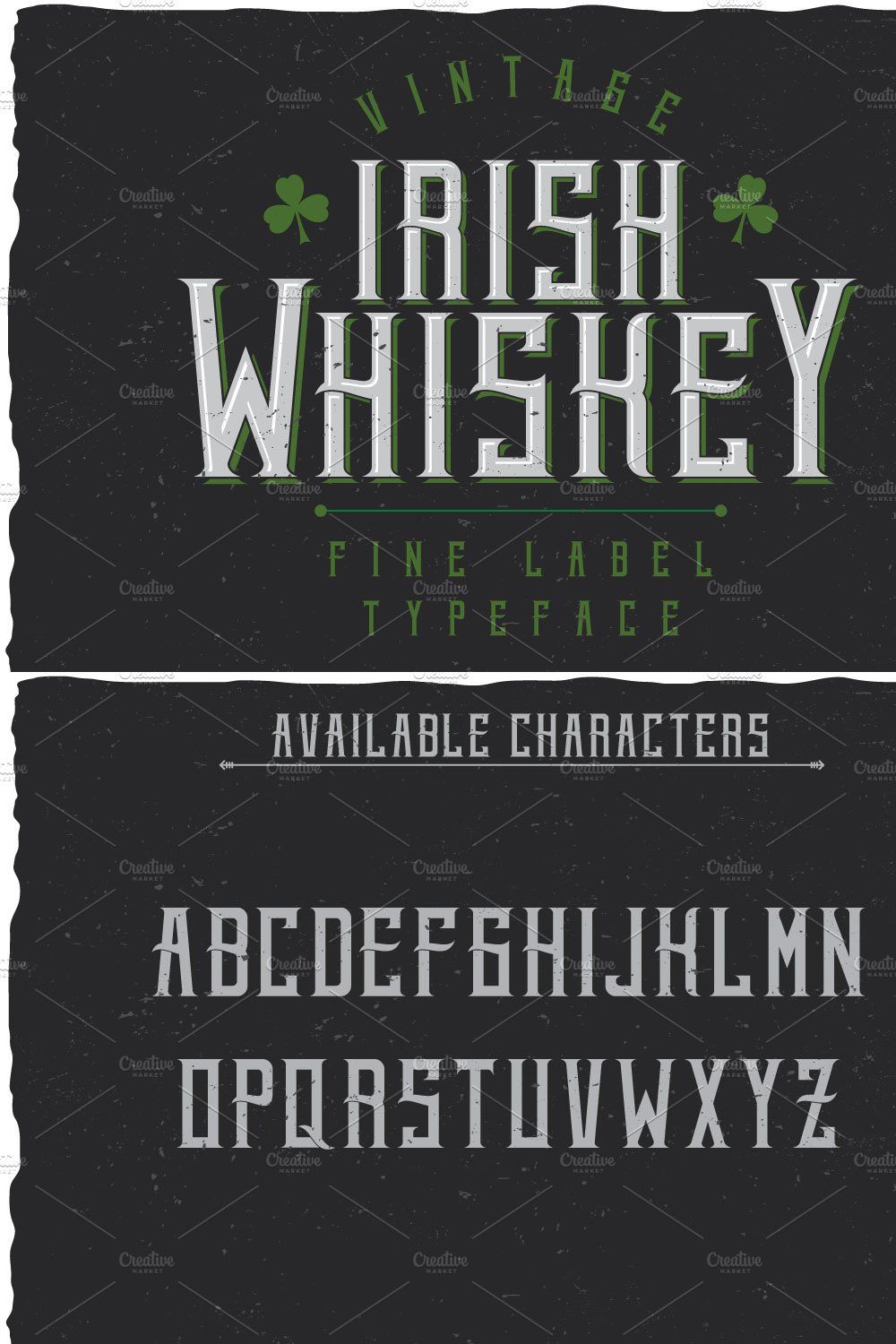 Irish Whiskey Vintage Label Typeface pinterest preview image.