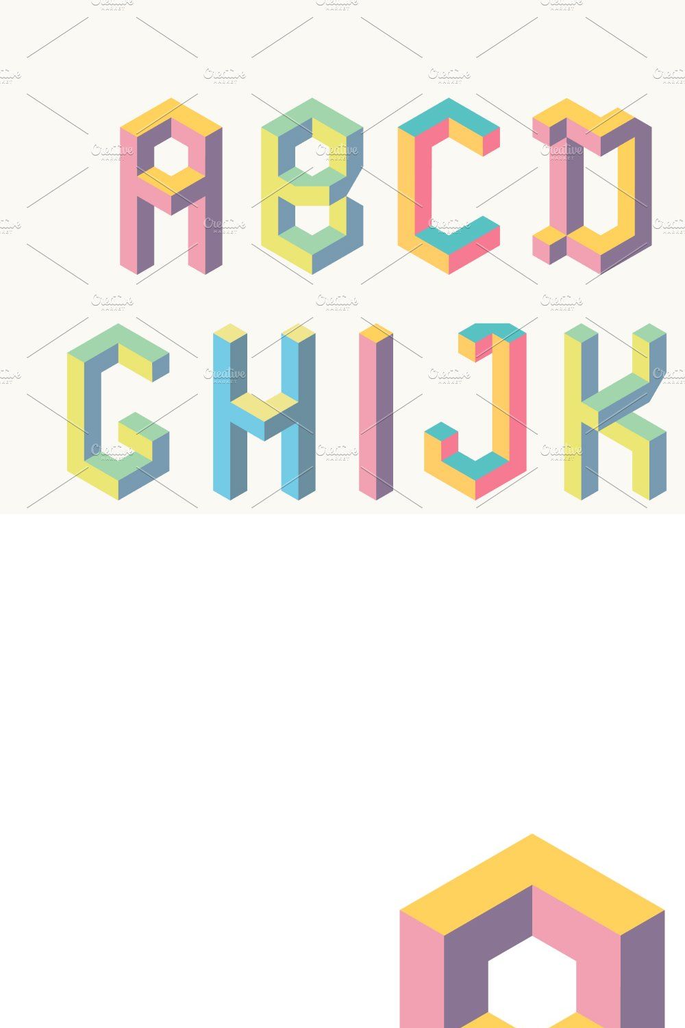 Isometric font. 3d geometry pinterest preview image.