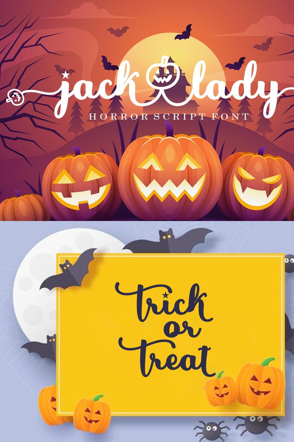Jack Lady Halloween Font pinterest preview image.