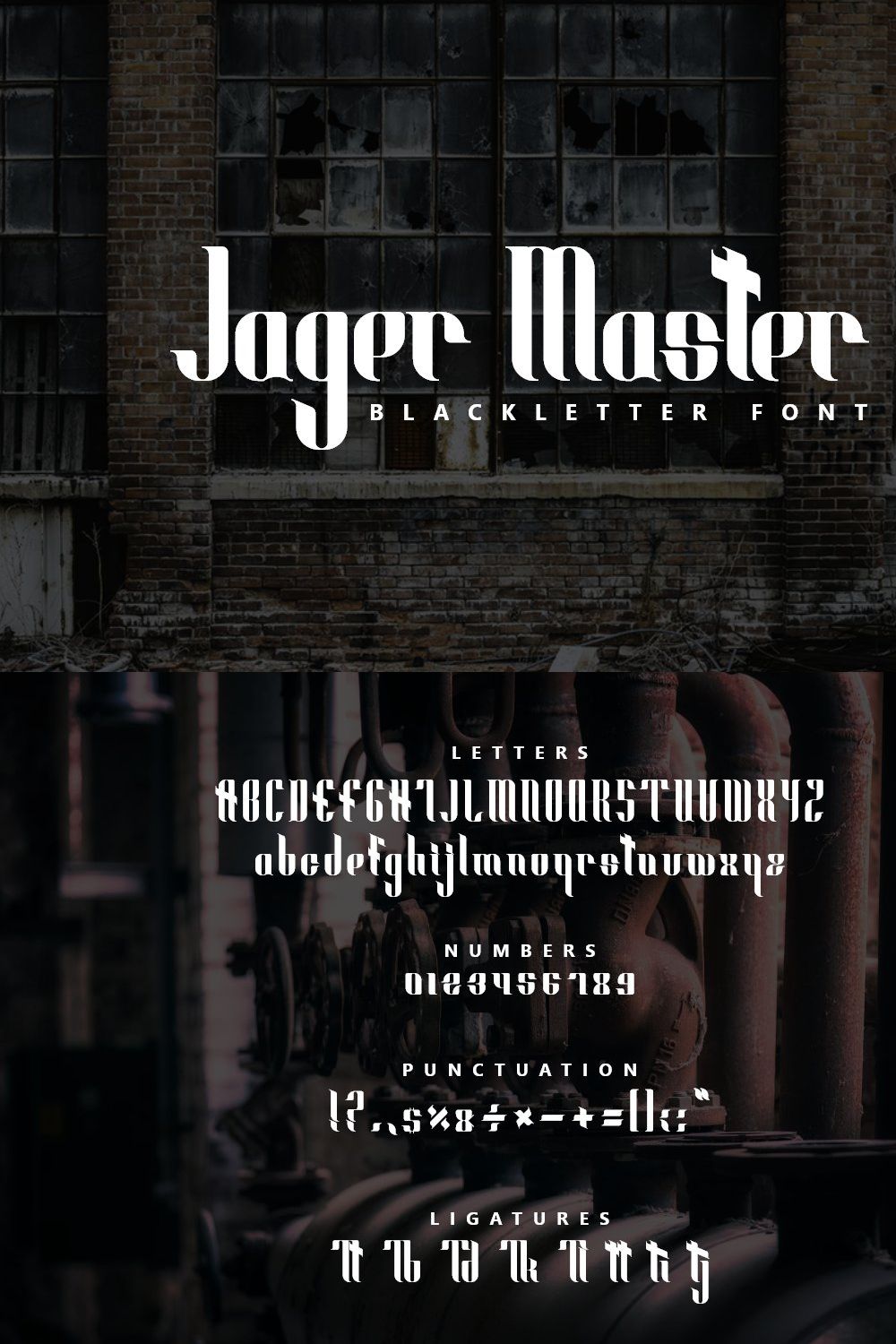 Jager Master Modern Blackletter Font pinterest preview image.