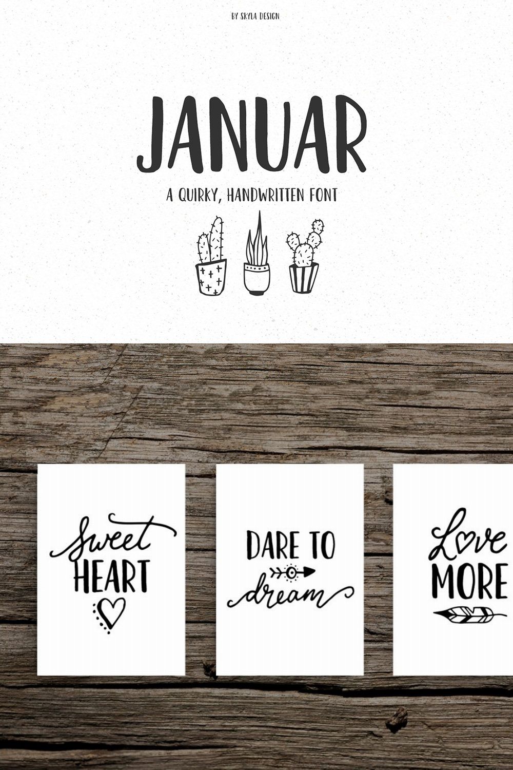 Januar fun handwritten font pinterest preview image.