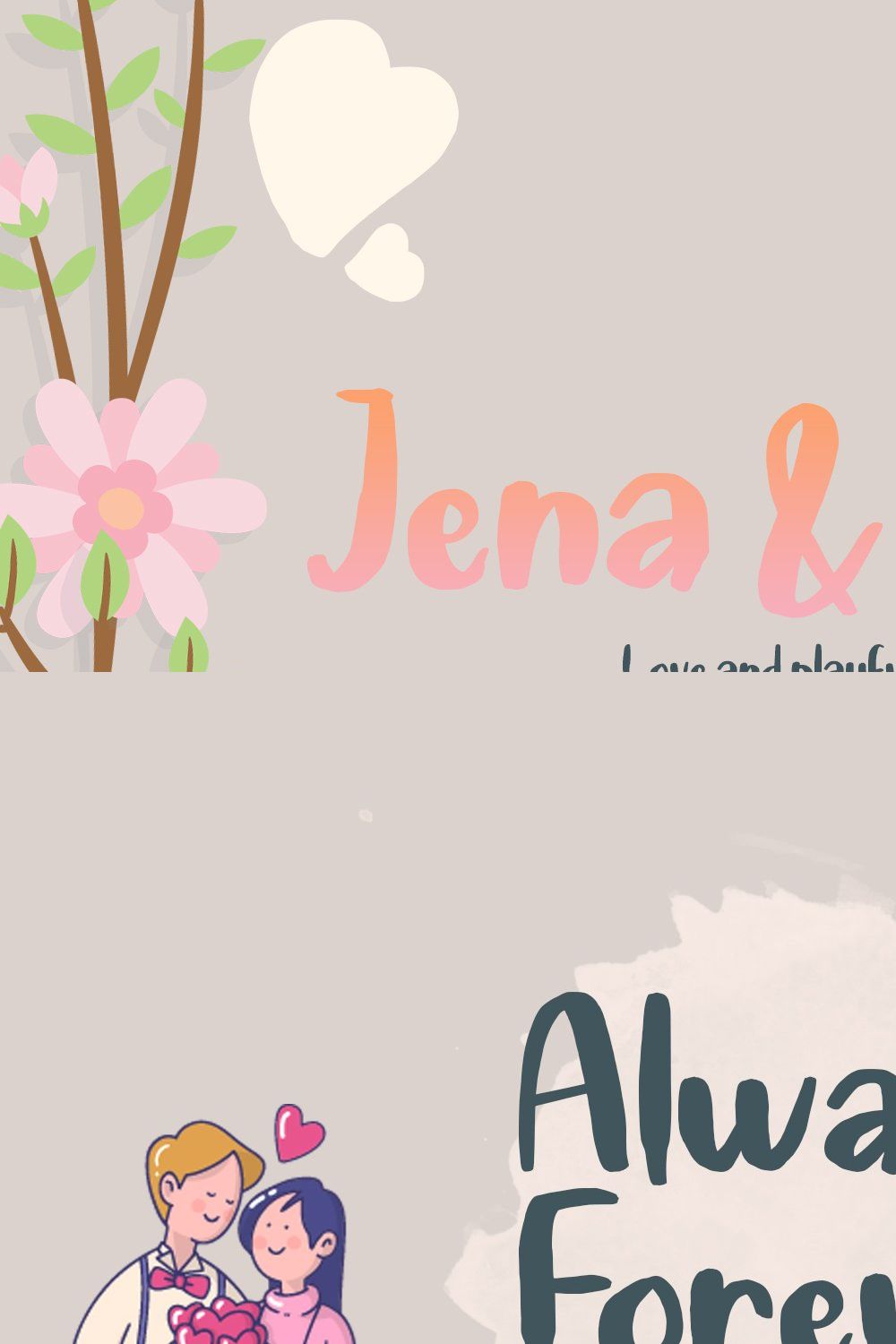 Jena & Gula | Love and Playfull Font pinterest preview image.