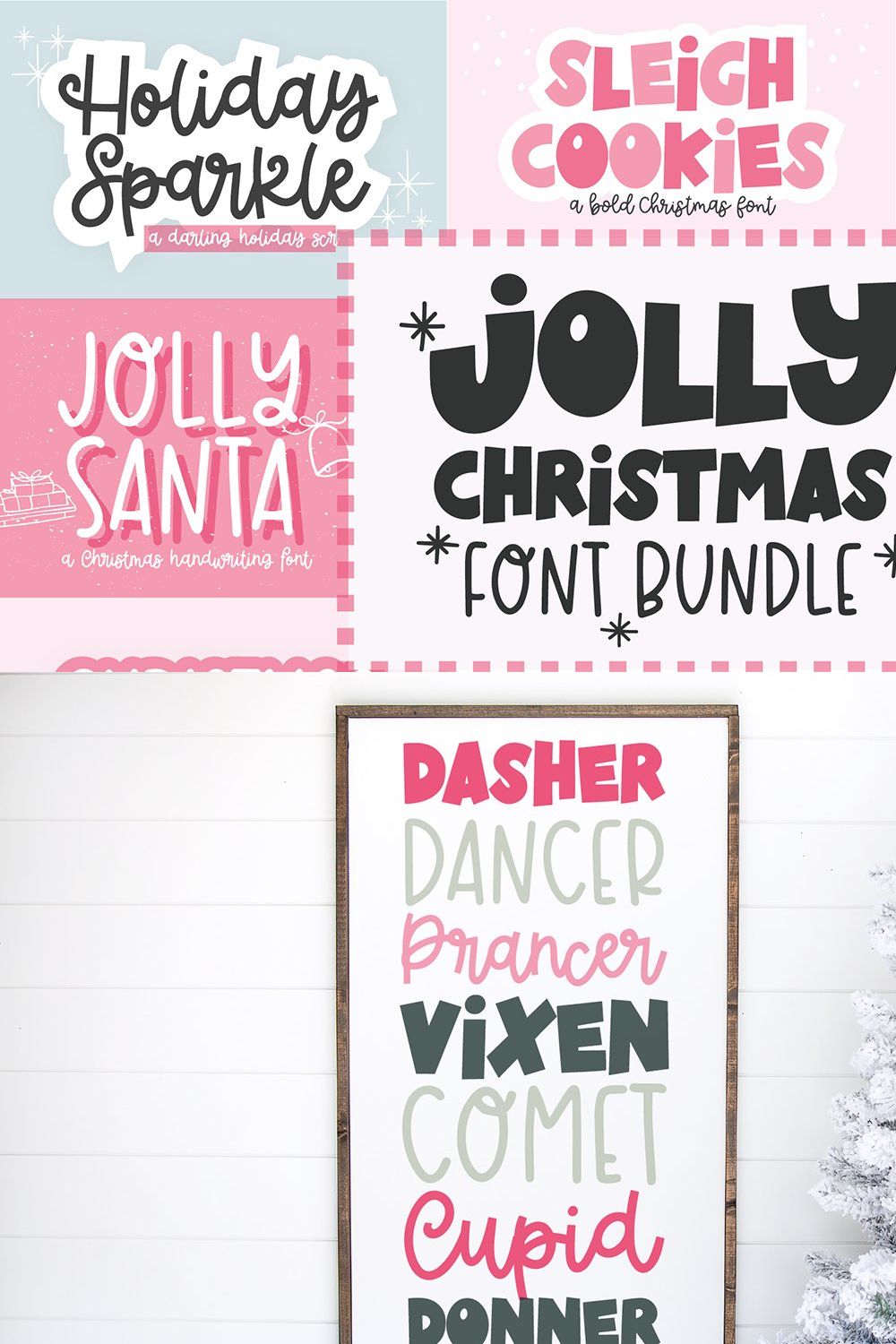 JOLLY CHRISTMAS Font Bundle pinterest preview image.