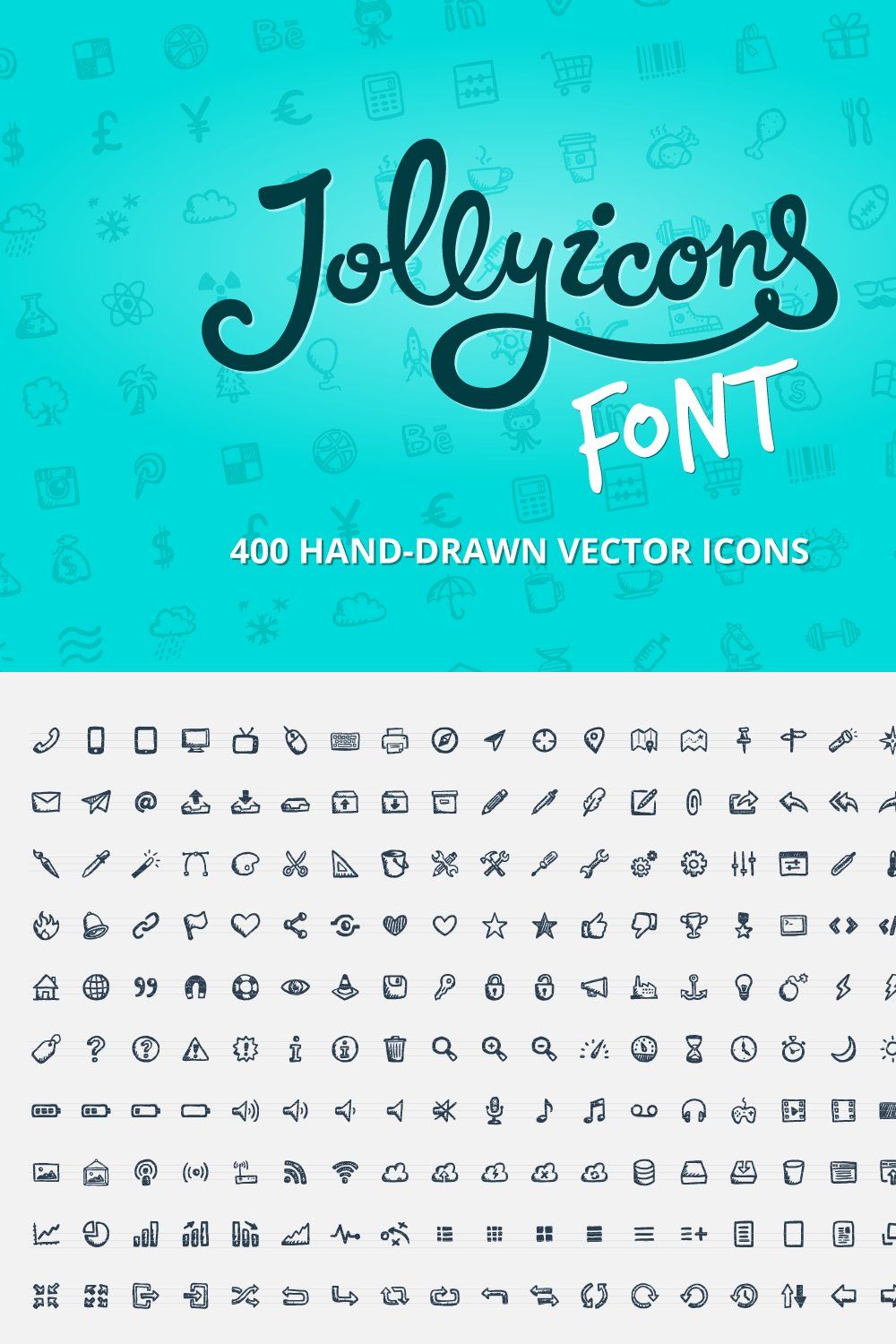 Jolly Icons Font pinterest preview image.