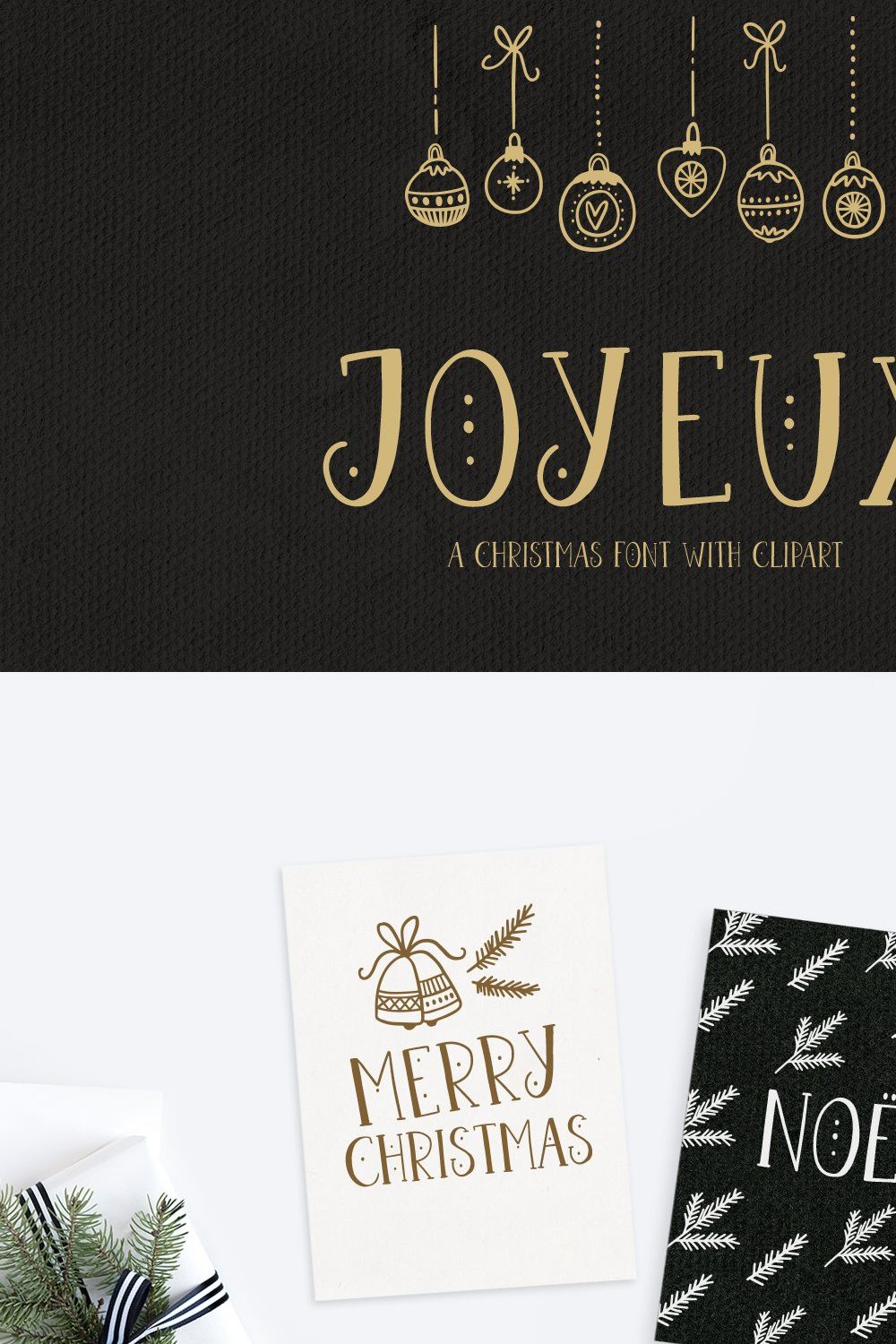 Joyeux Christmas font & clipart pinterest preview image.