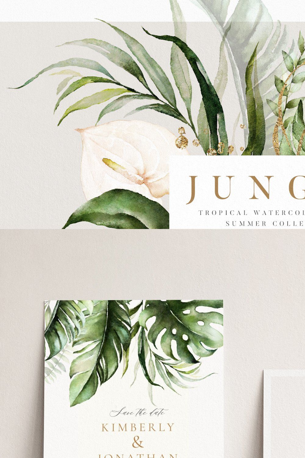 Jungle - Watercolor Tropical Floral pinterest preview image.