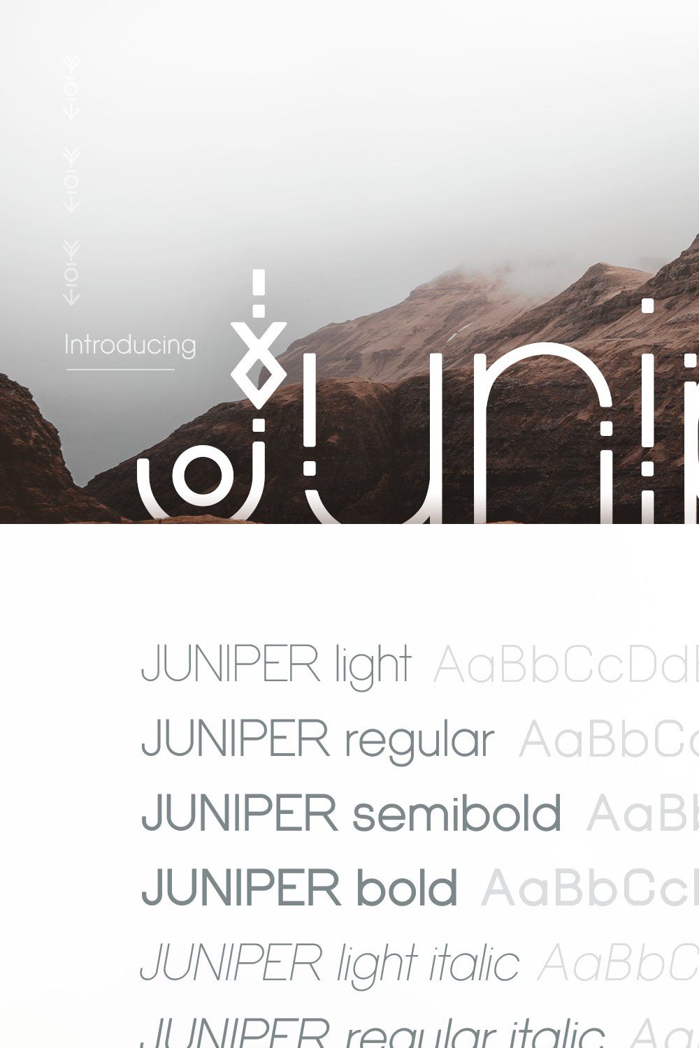 Juniper - Folk Font Family + Symbols pinterest preview image.