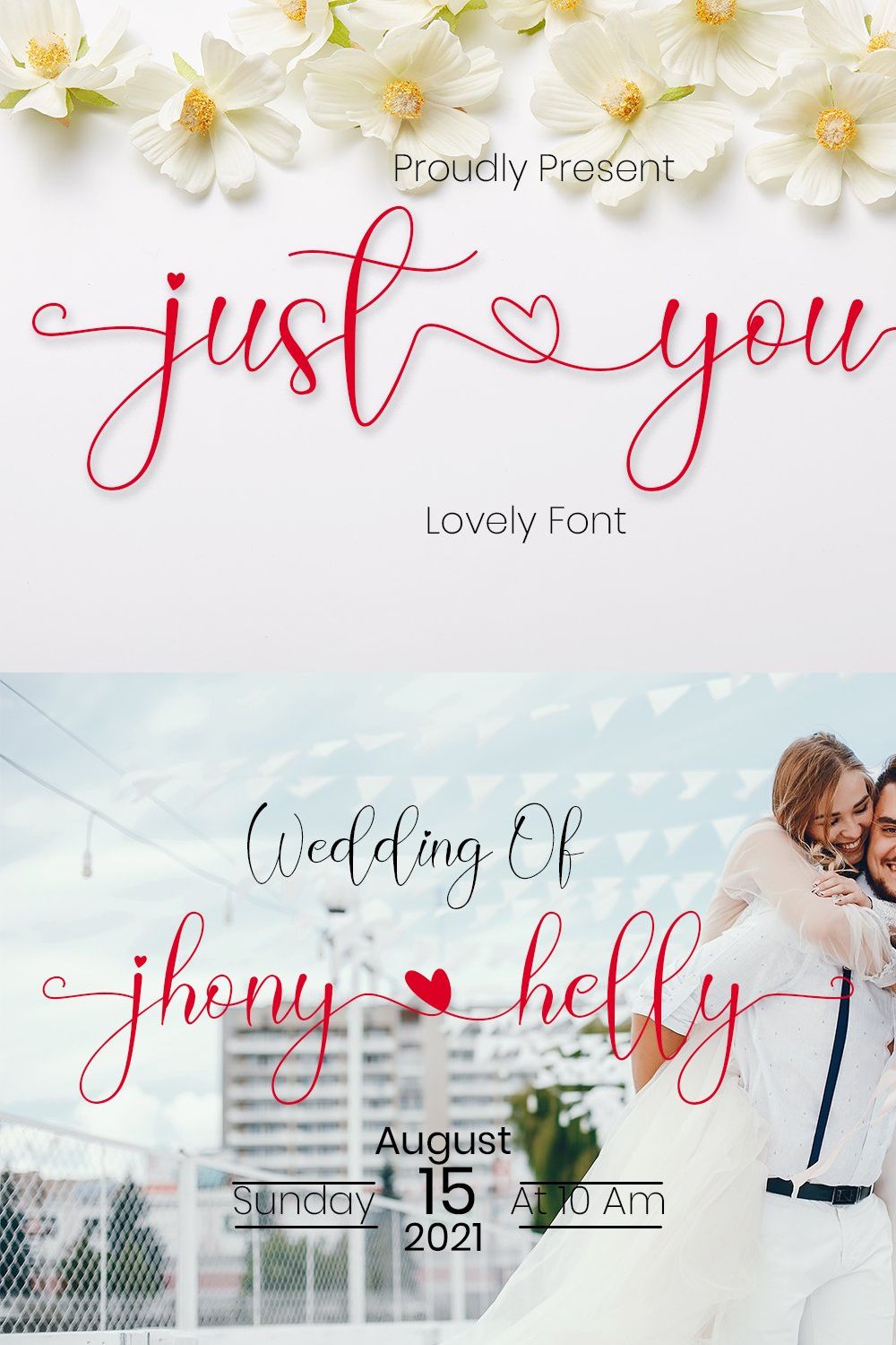 Just You Calligraphy Love Font pinterest preview image.