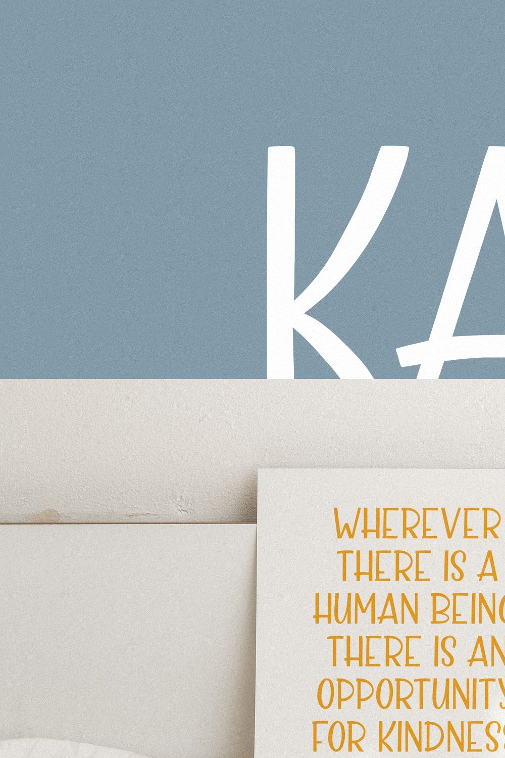 Kai - a simple hand drawn font pinterest preview image.