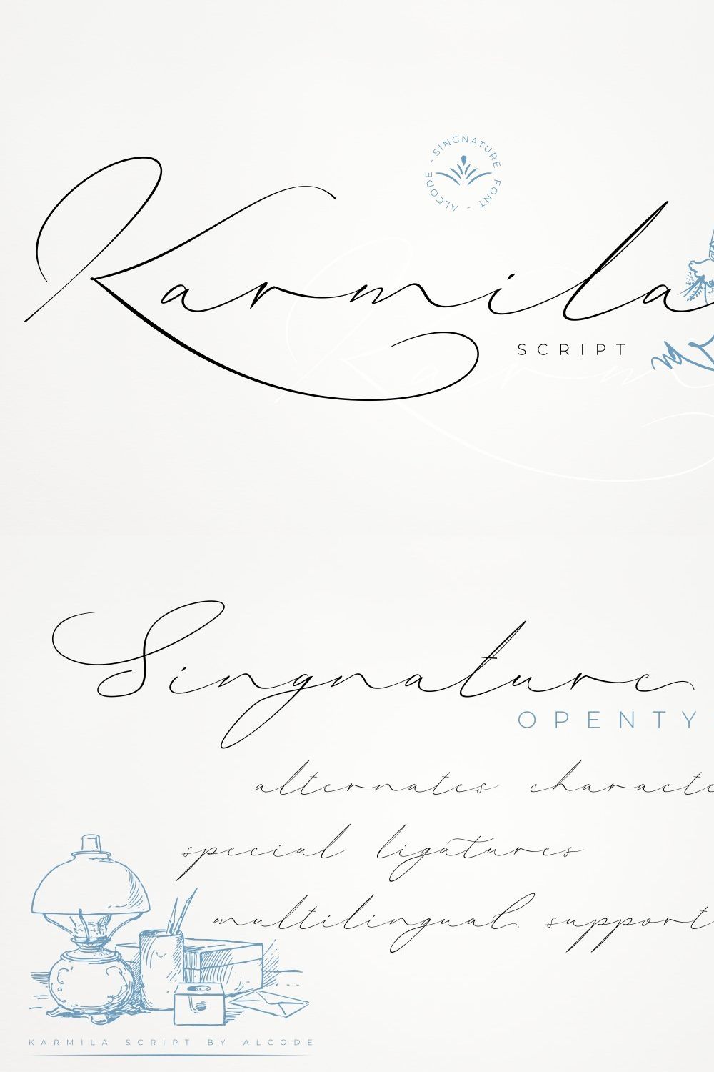 Karmila Script pinterest preview image.