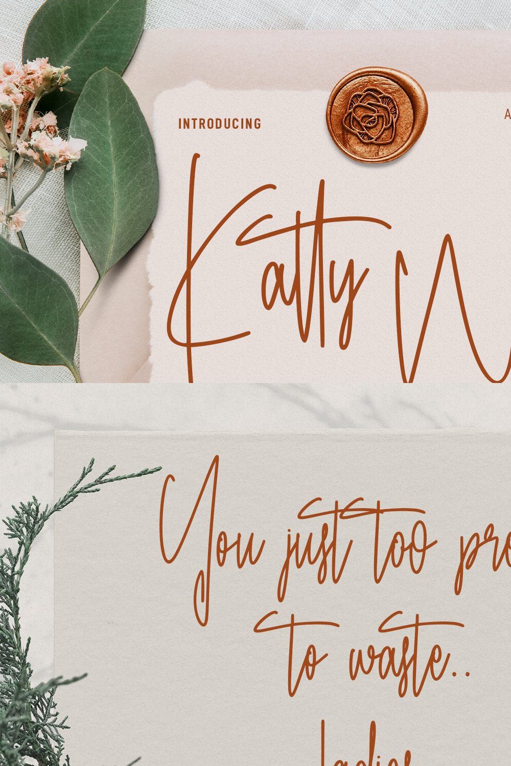 Katty Wells Signature Script Font pinterest preview image.