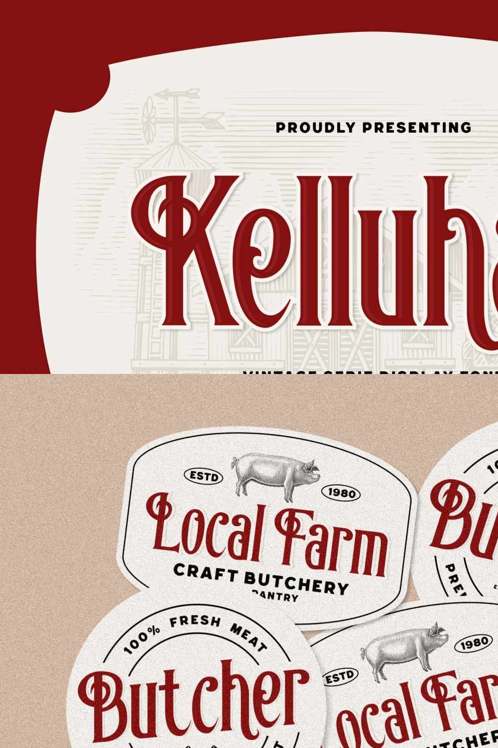 Kelluhan Vintage Typeface pinterest preview image.