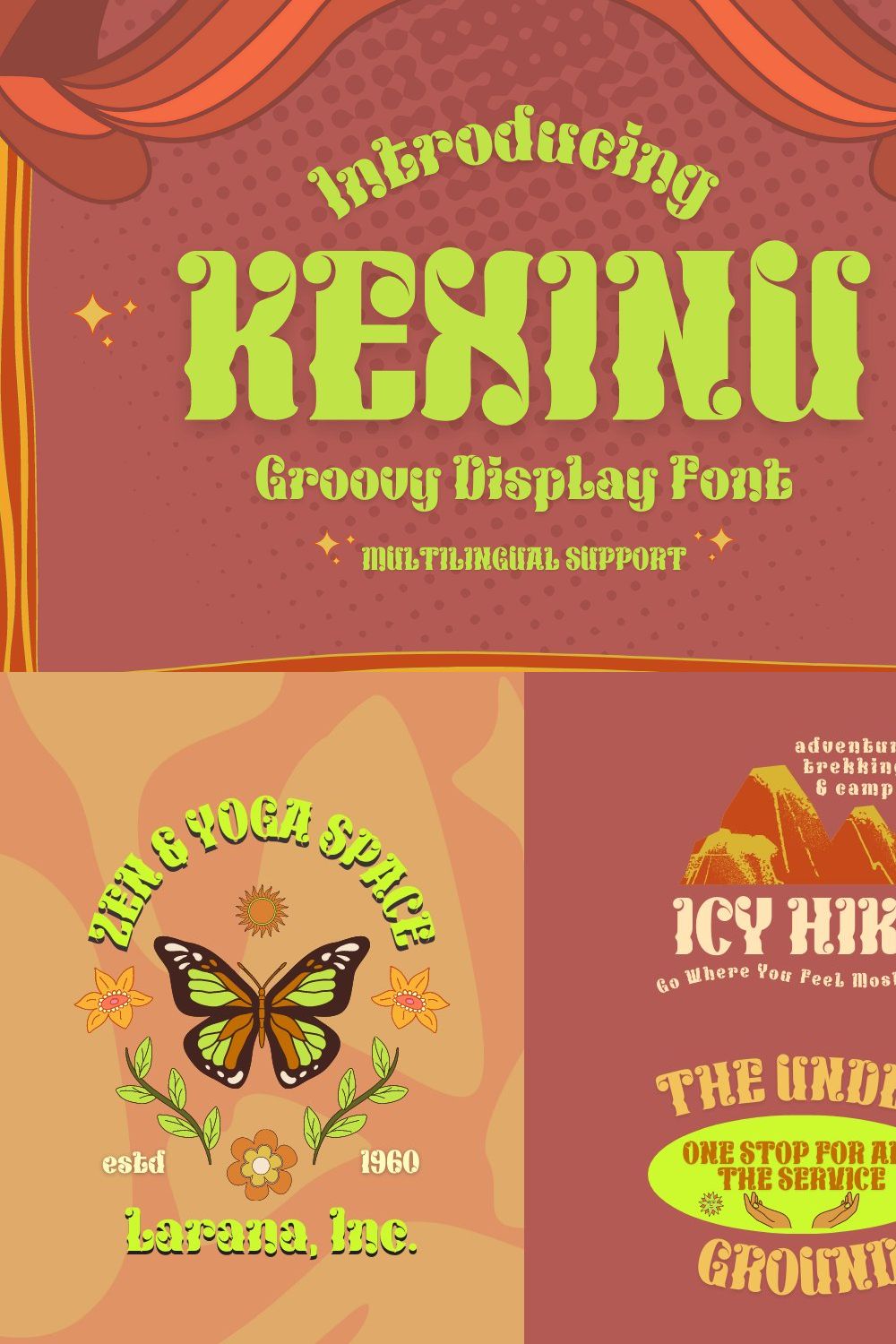 KEXINU | Groovy Retro Font pinterest preview image.