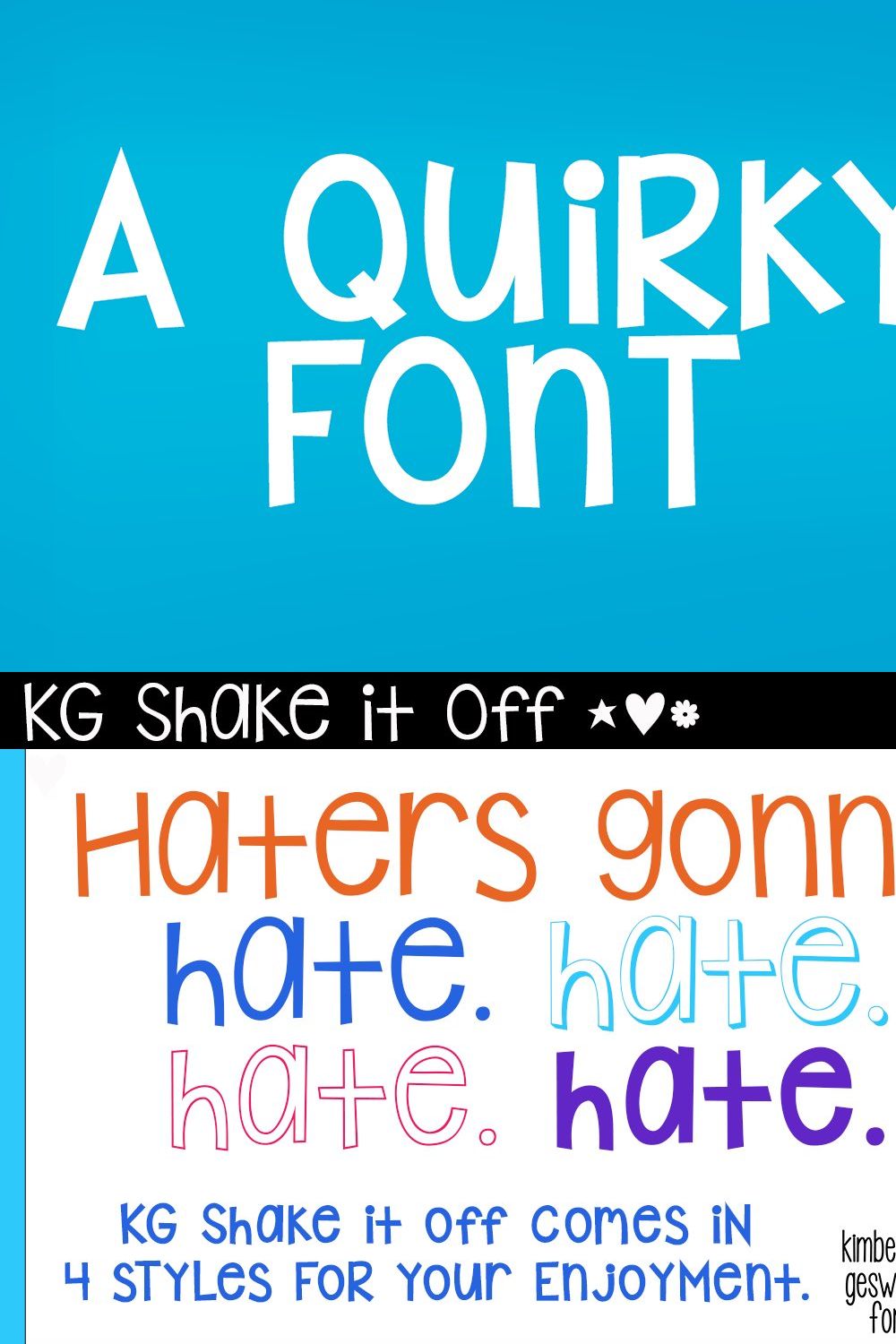 KG Shake it Off Fonts pinterest preview image.