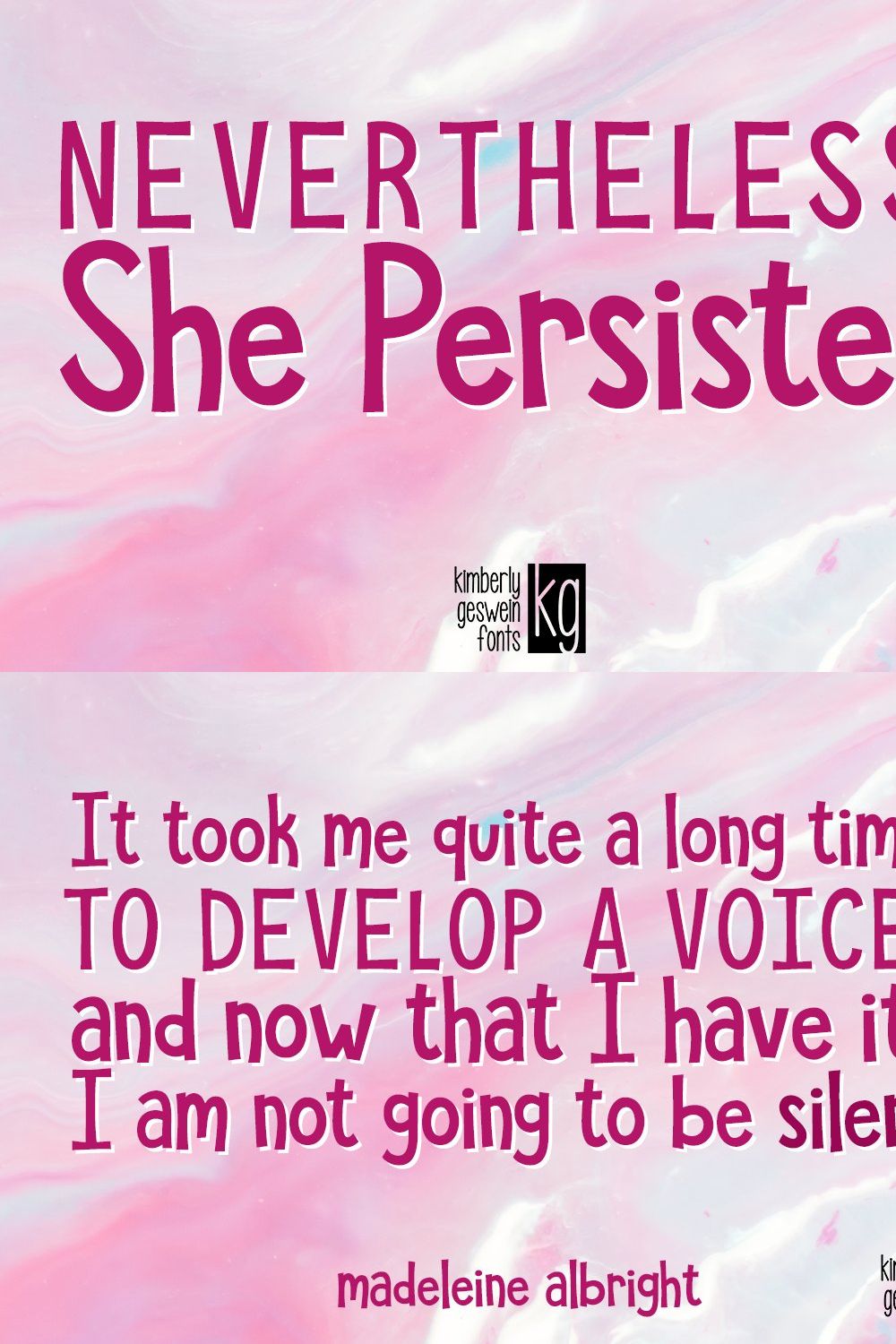 KG She Persisted Font pinterest preview image.