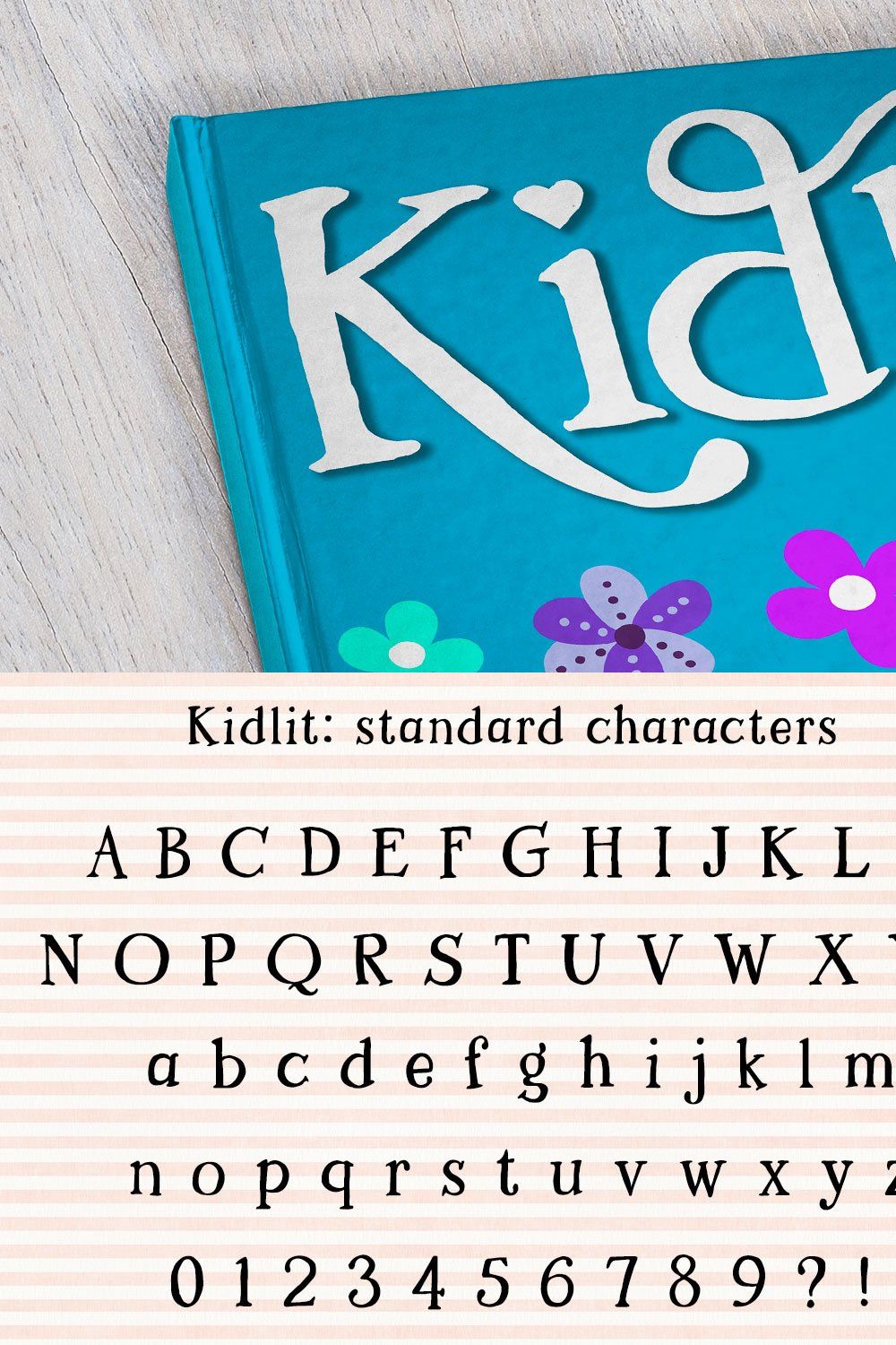 Kidlit: a fun serif font! pinterest preview image.