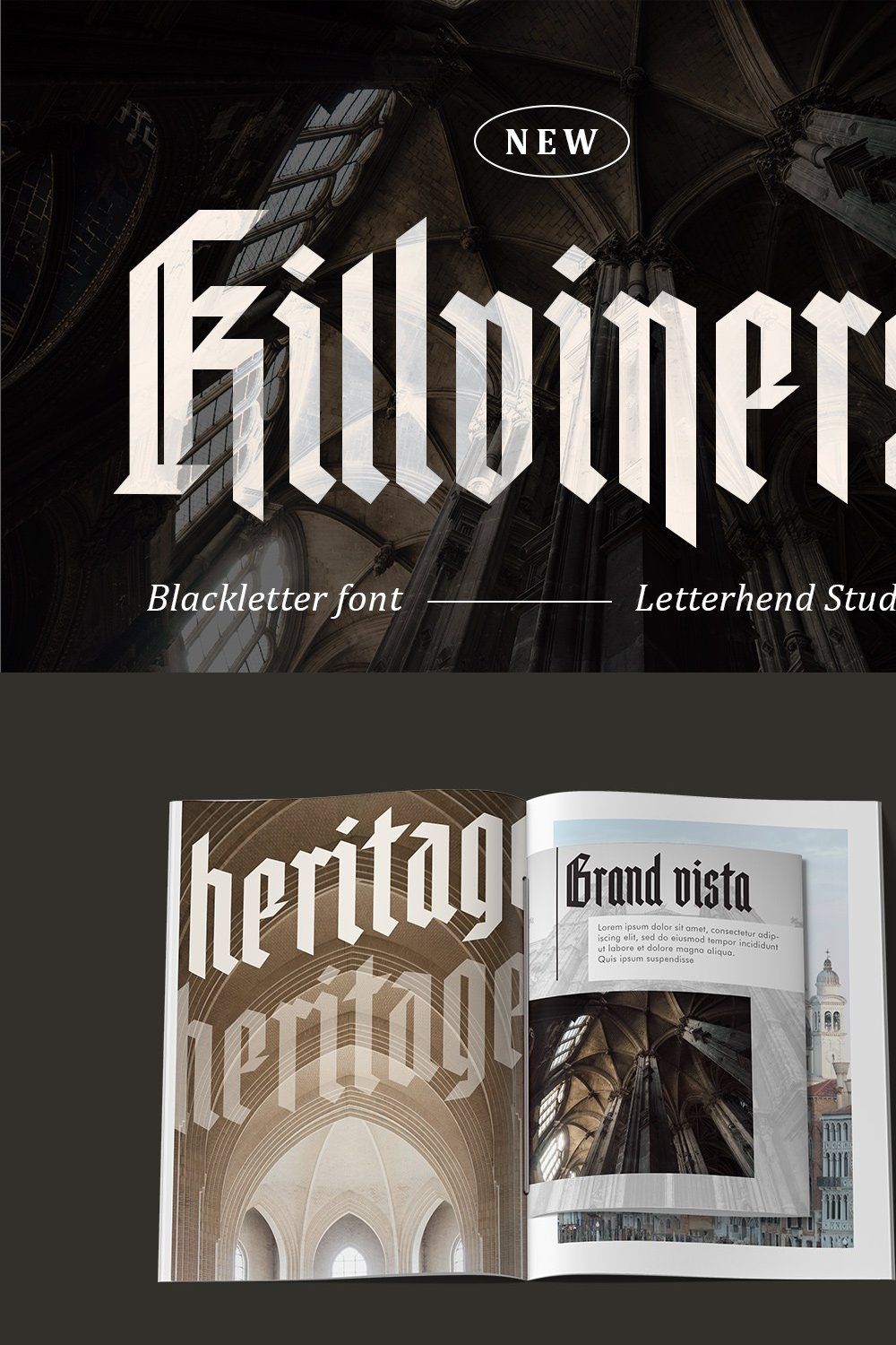 Killviners - Modern Blackletter Font pinterest preview image.