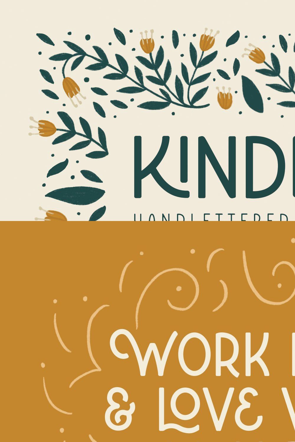 Kindred Handlettered Typeface pinterest preview image.