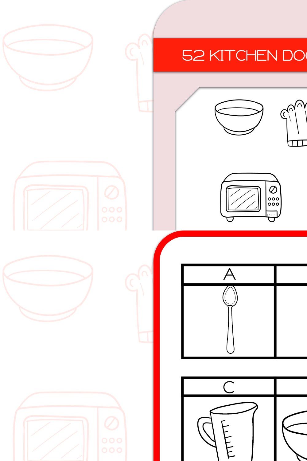 Kitchen Doodles - Dingbats Font pinterest preview image.