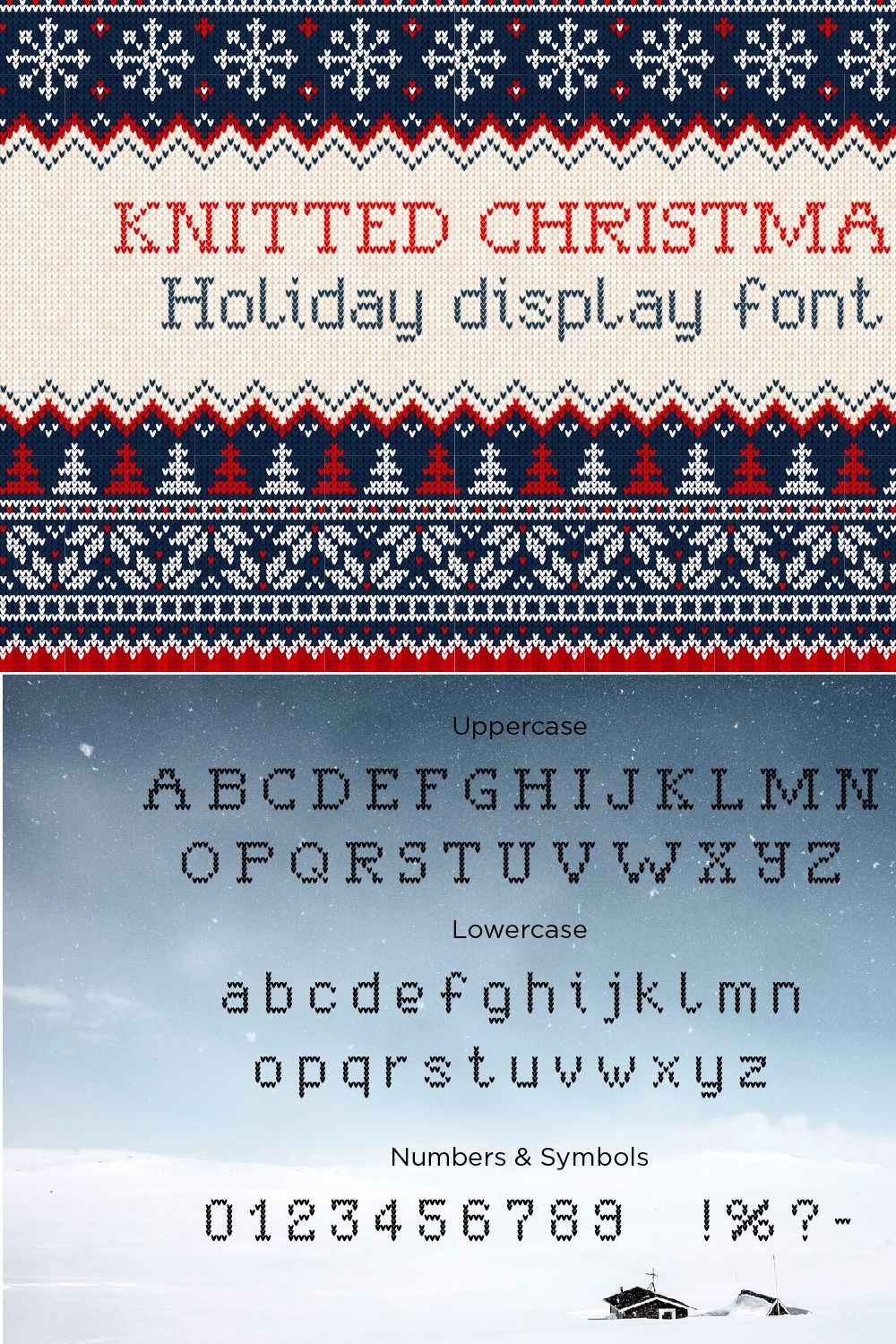 Knitted Christmas Font pinterest preview image.