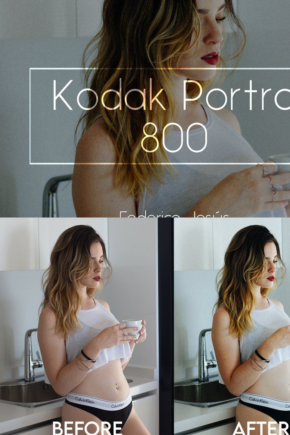 Kodak Portra 800 - PS & LR Presets pinterest preview image.
